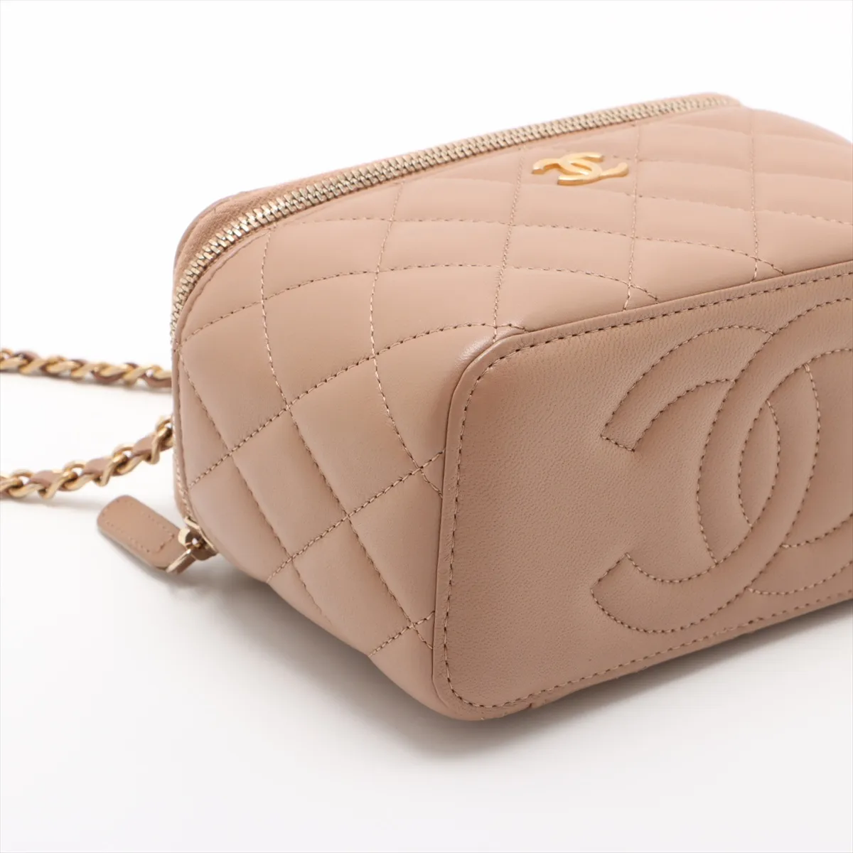 Matelasse Lambskin Vanity Bag Beige Gold Hardware LL2LG3AA Random Serial AP2199 — view 4