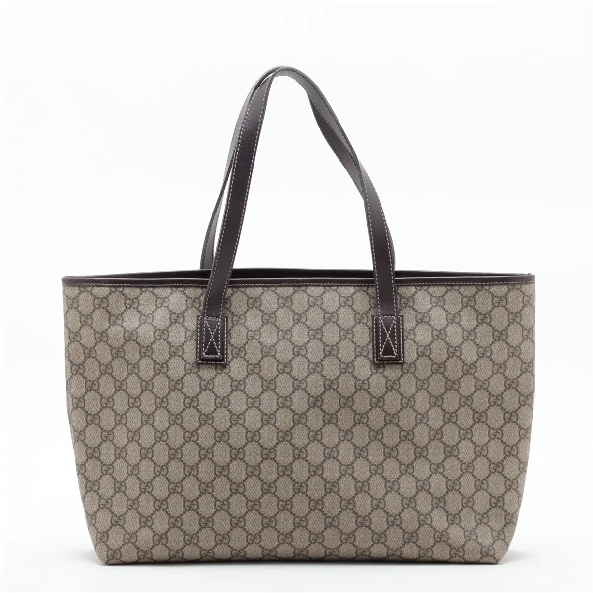 GG Supreme 211137 PVC x Leather Tote Bag, Brown — view 2