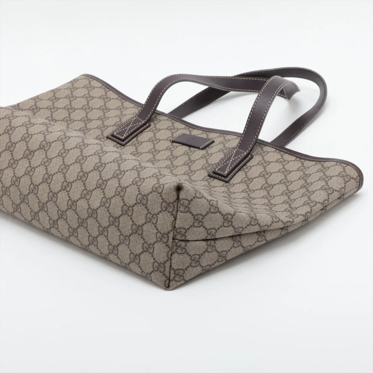 GG Supreme 211137 PVC x Leather Tote Bag, Brown — view 3