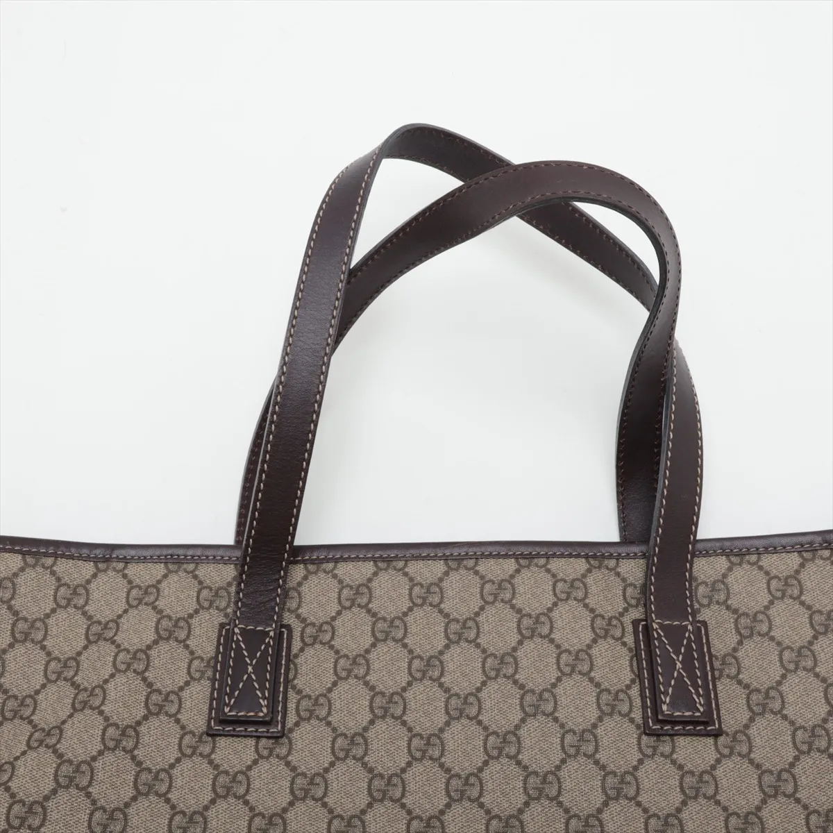 GG Supreme 211137 PVC x Leather Tote Bag, Brown — view 6