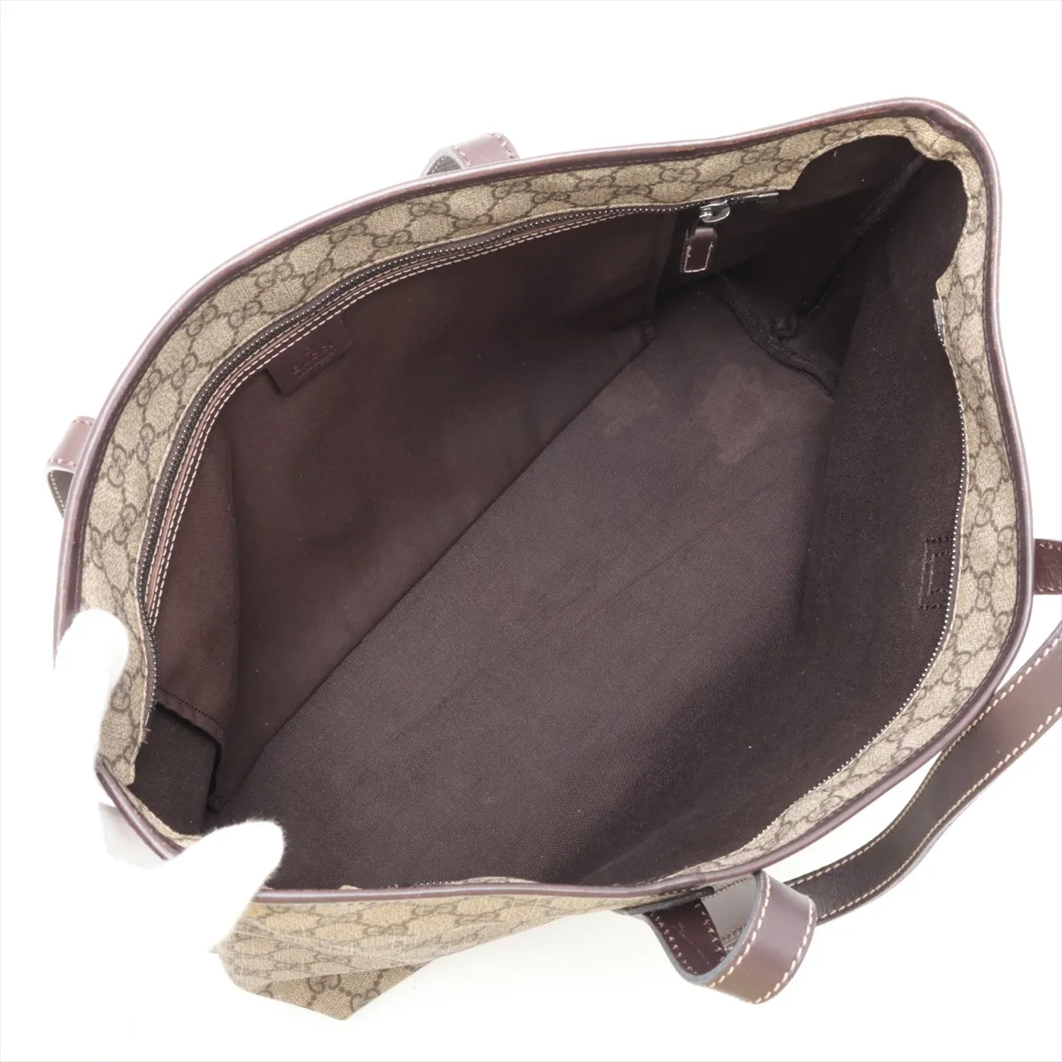 GG Supreme 211137 PVC x Leather Tote Bag, Brown — view 7