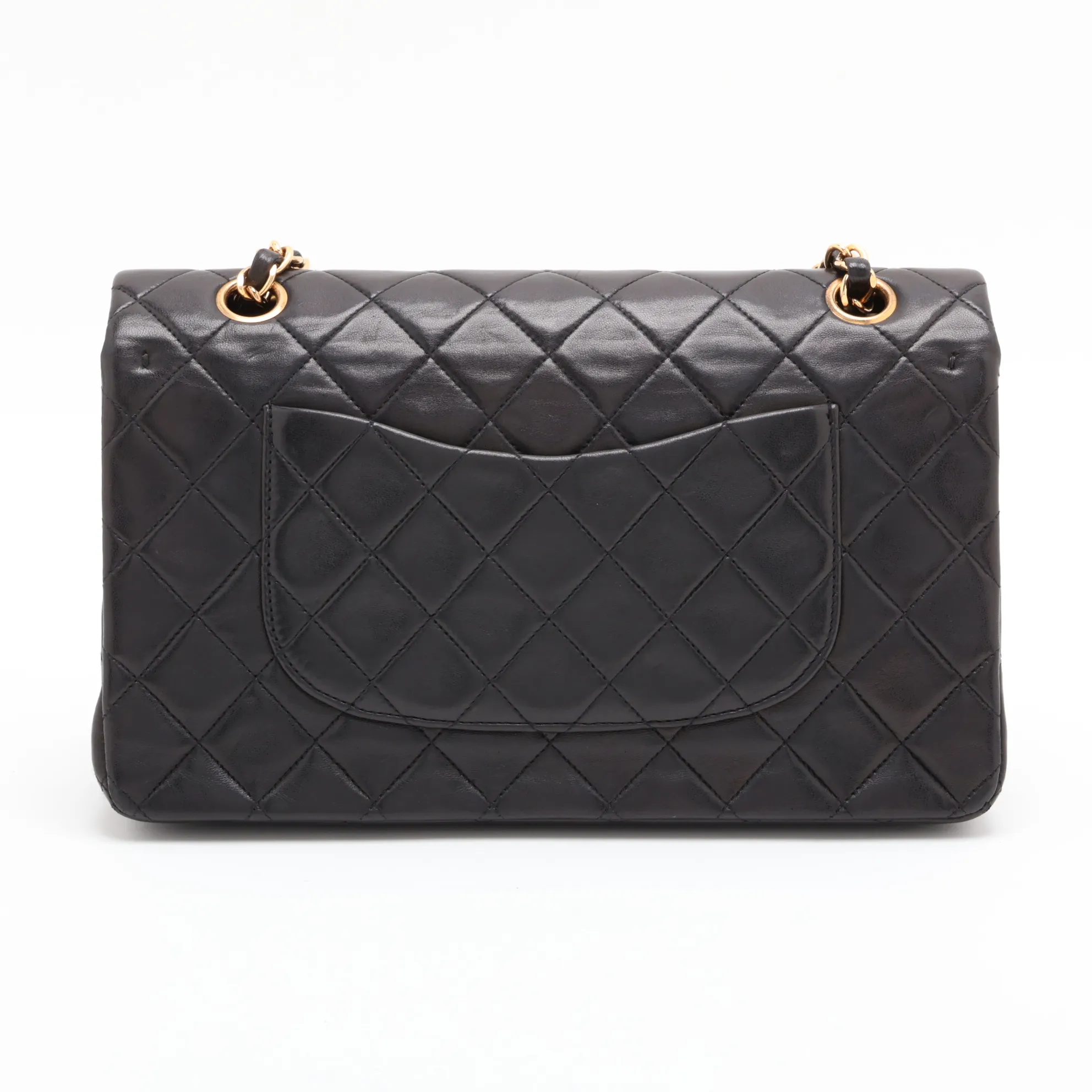Matelassé 25 Lambskin Double Flap Double Chain Bag, Black with Gold Hardware, 2862127, Series 2, A01112 — view 2