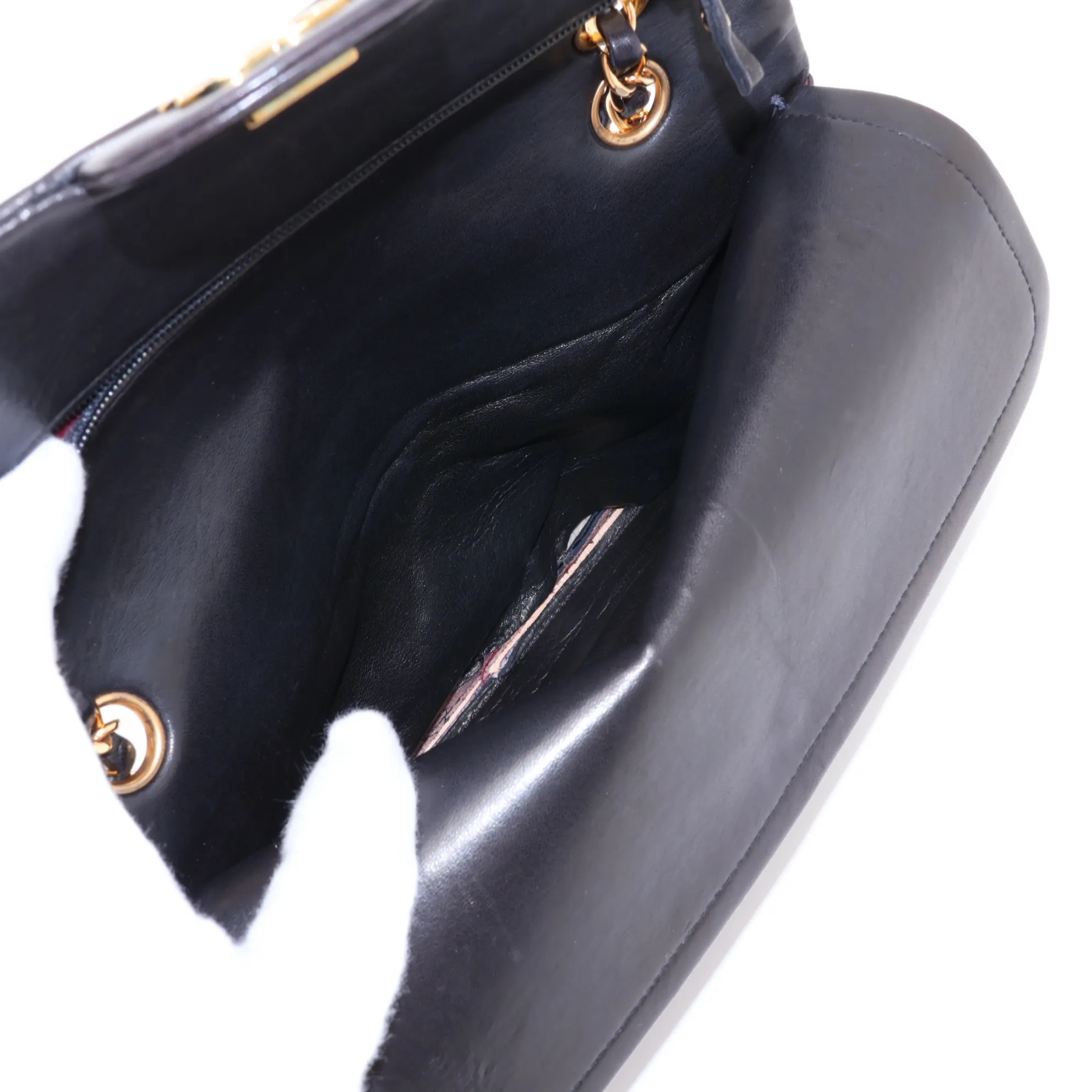 Matelassé 25 Lambskin Double Flap Double Chain Bag, Black with Gold Hardware, 2862127, Series 2, A01112 — view 11