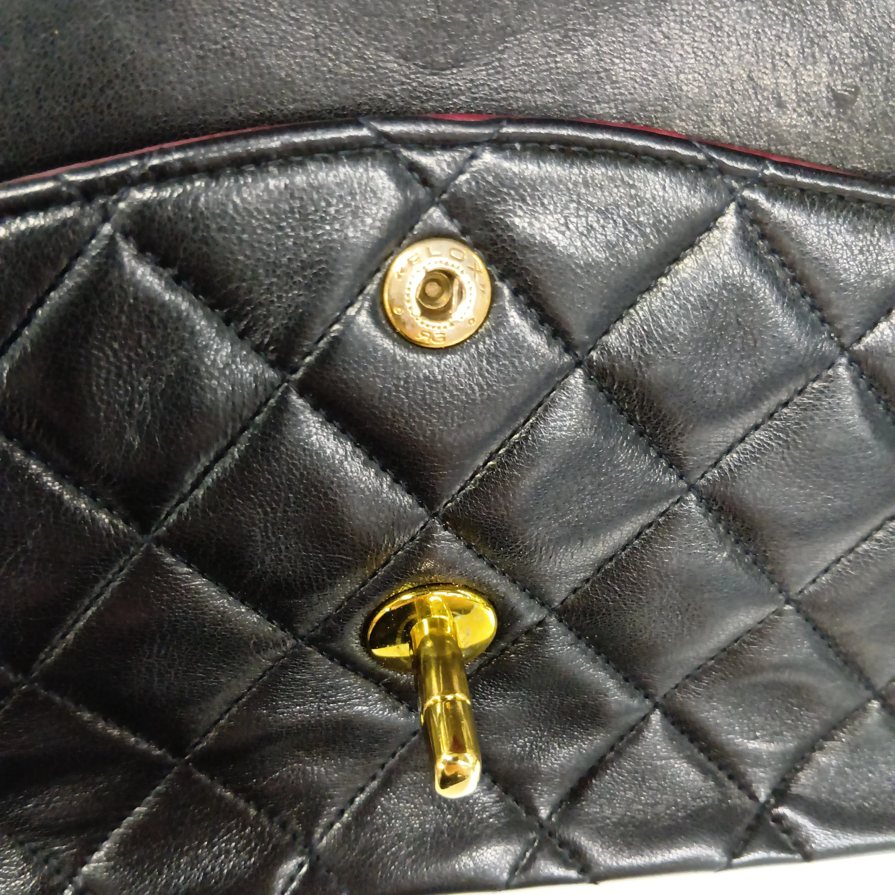 Matelassé 25 Lambskin Double Flap Double Chain Bag, Black with Gold Hardware, 2862127, Series 2, A01112 — view 15