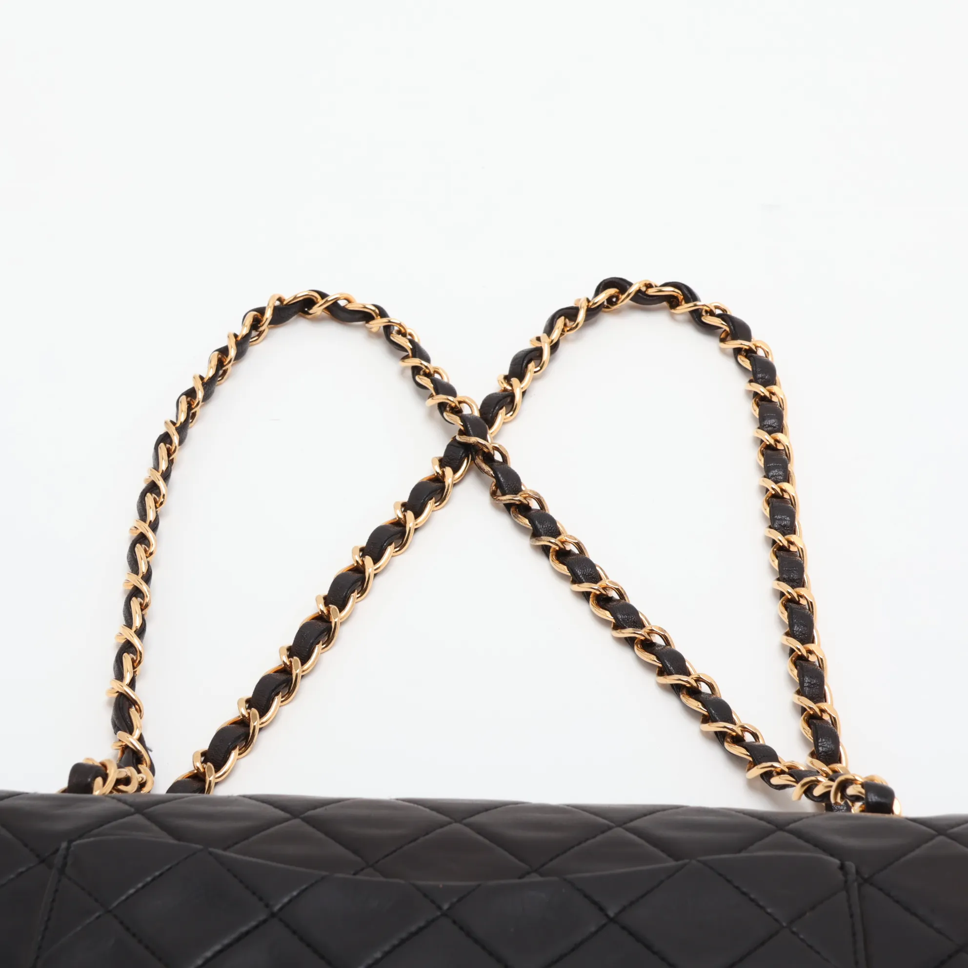 Matelassé 25 Lambskin Double Flap Double Chain Bag, Black with Gold Hardware, 2862127, Series 2, A01112 — view 6