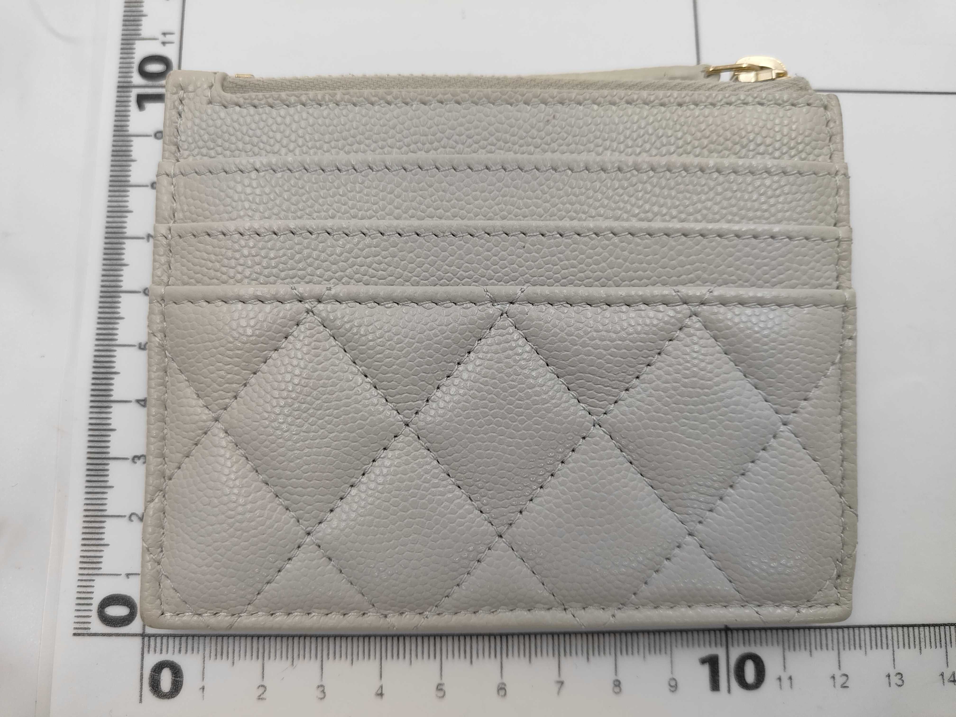 Grey Caviar Leather Coco Mark Card Case — view 2