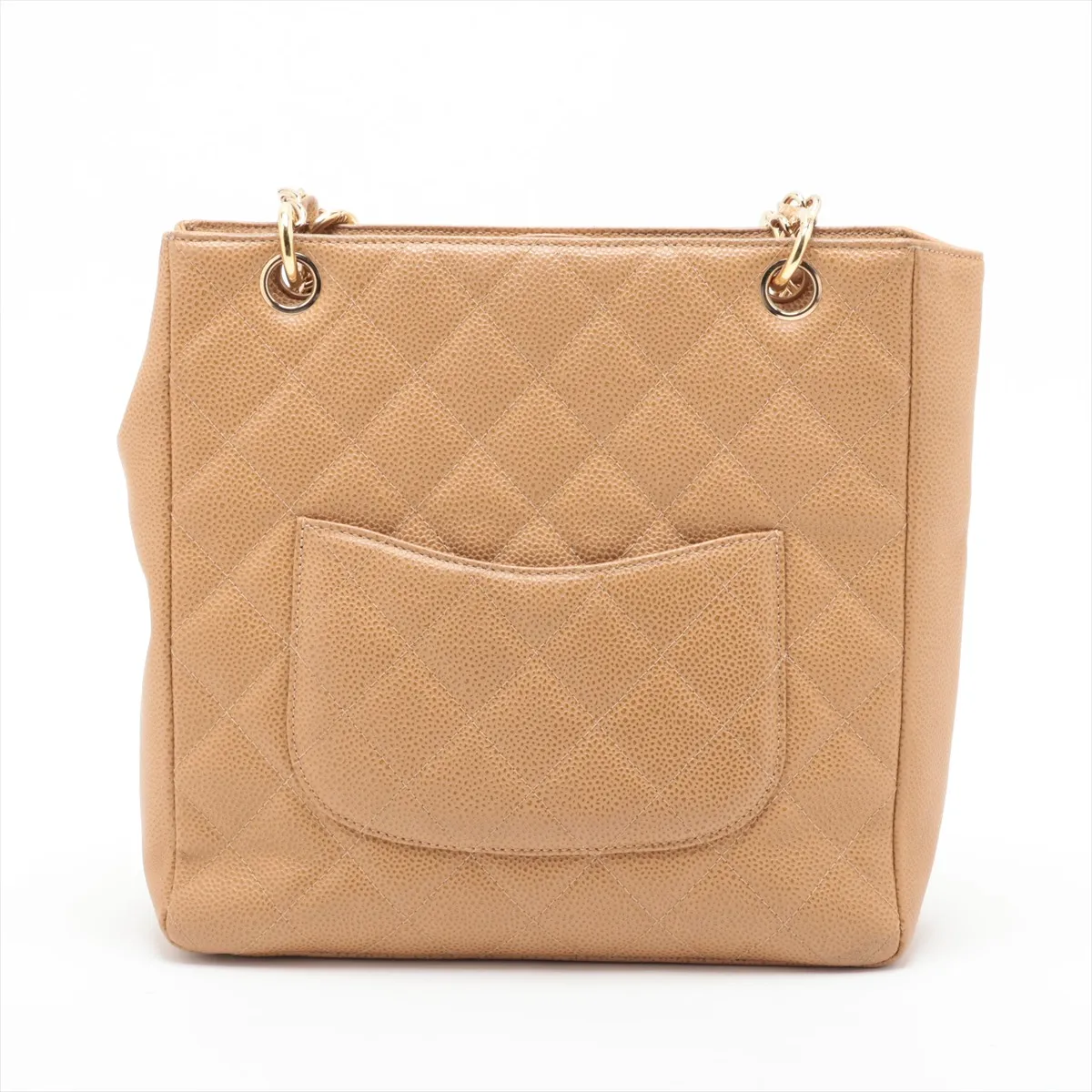 PST Caviar Skin Chain Tote Bag, Brown with Gold Hardware, 8113986 (Serial Number 8) — view 2
