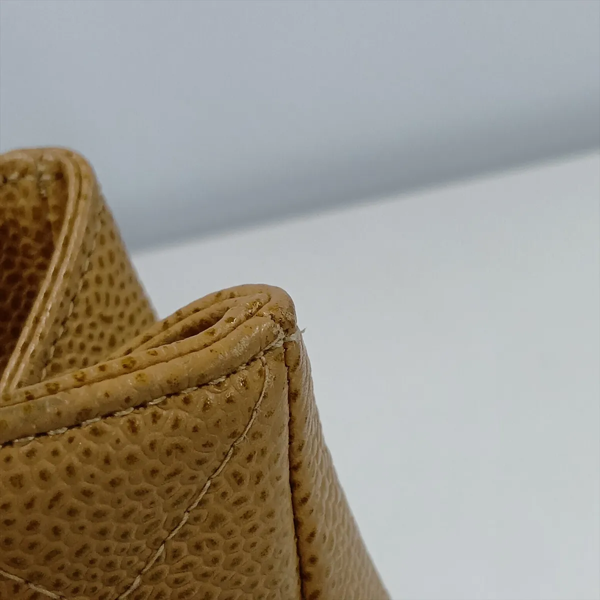 PST Caviar Skin Chain Tote Bag, Brown with Gold Hardware, 8113986 (Serial Number 8) — view 12
