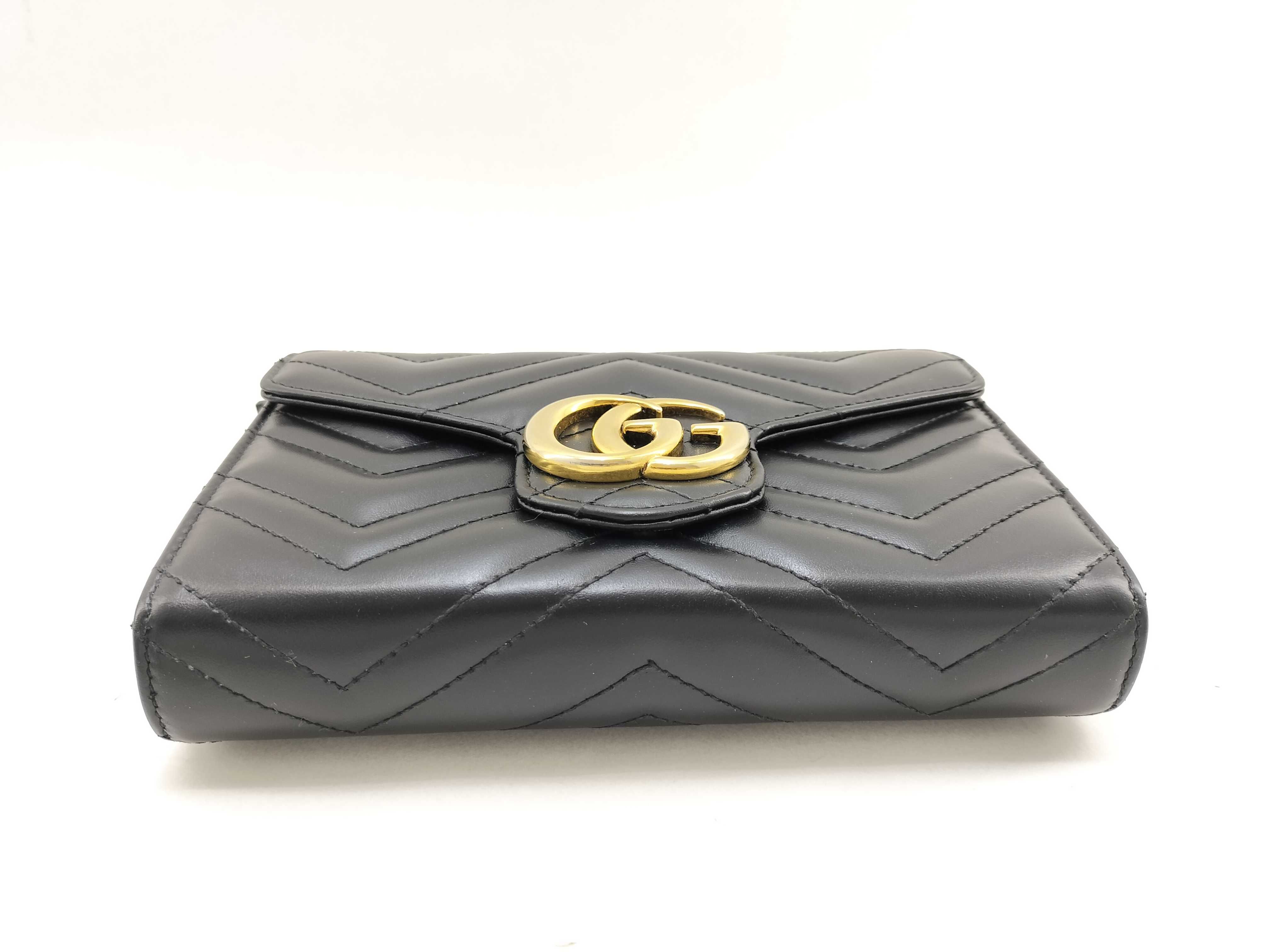 GG Marmont Leather Chain Shoulder Bag, Black, Serial Number Clutch Bag — view 3
