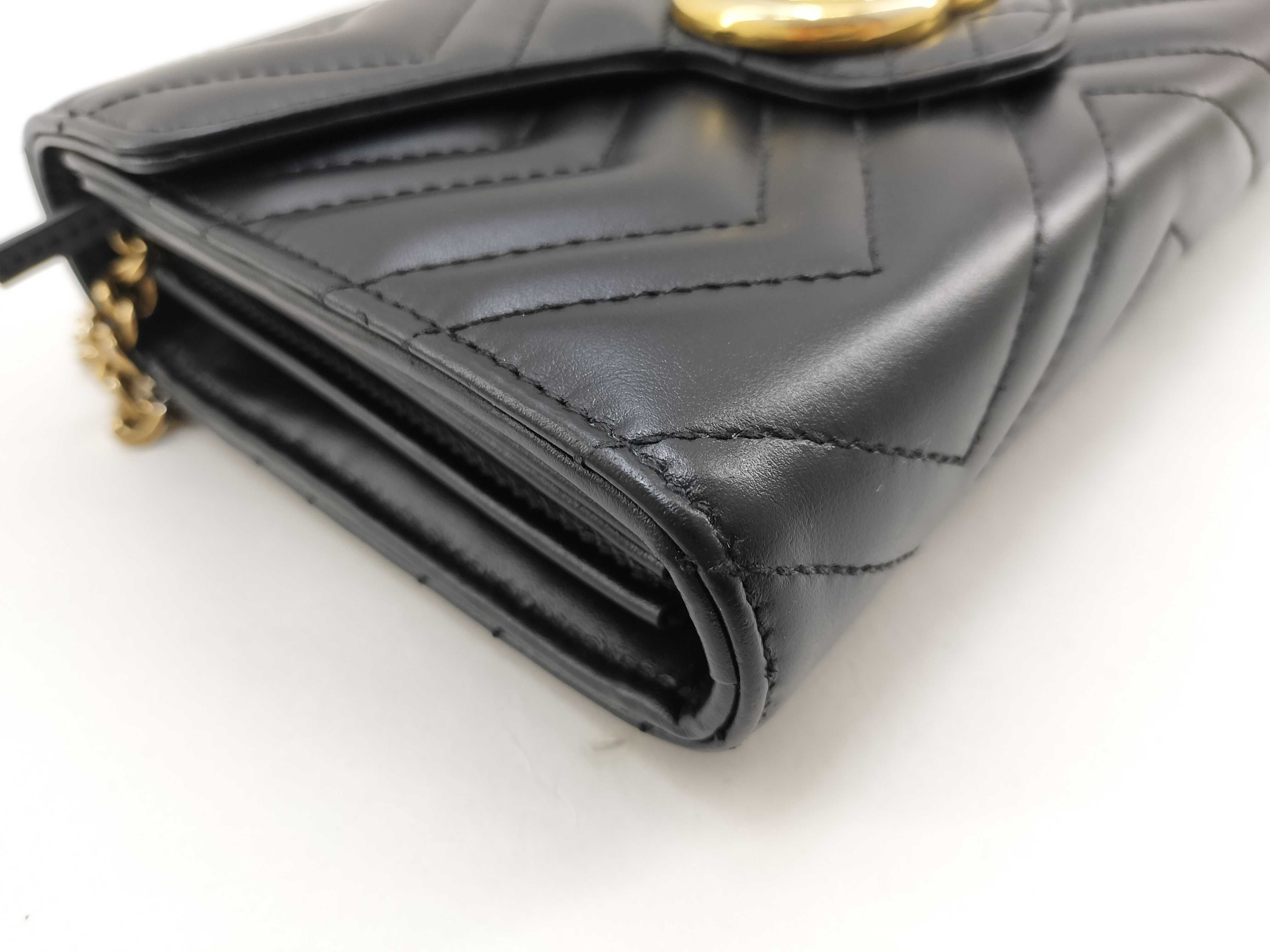 GG Marmont Leather Chain Shoulder Bag, Black, Serial Number Clutch Bag — view 4