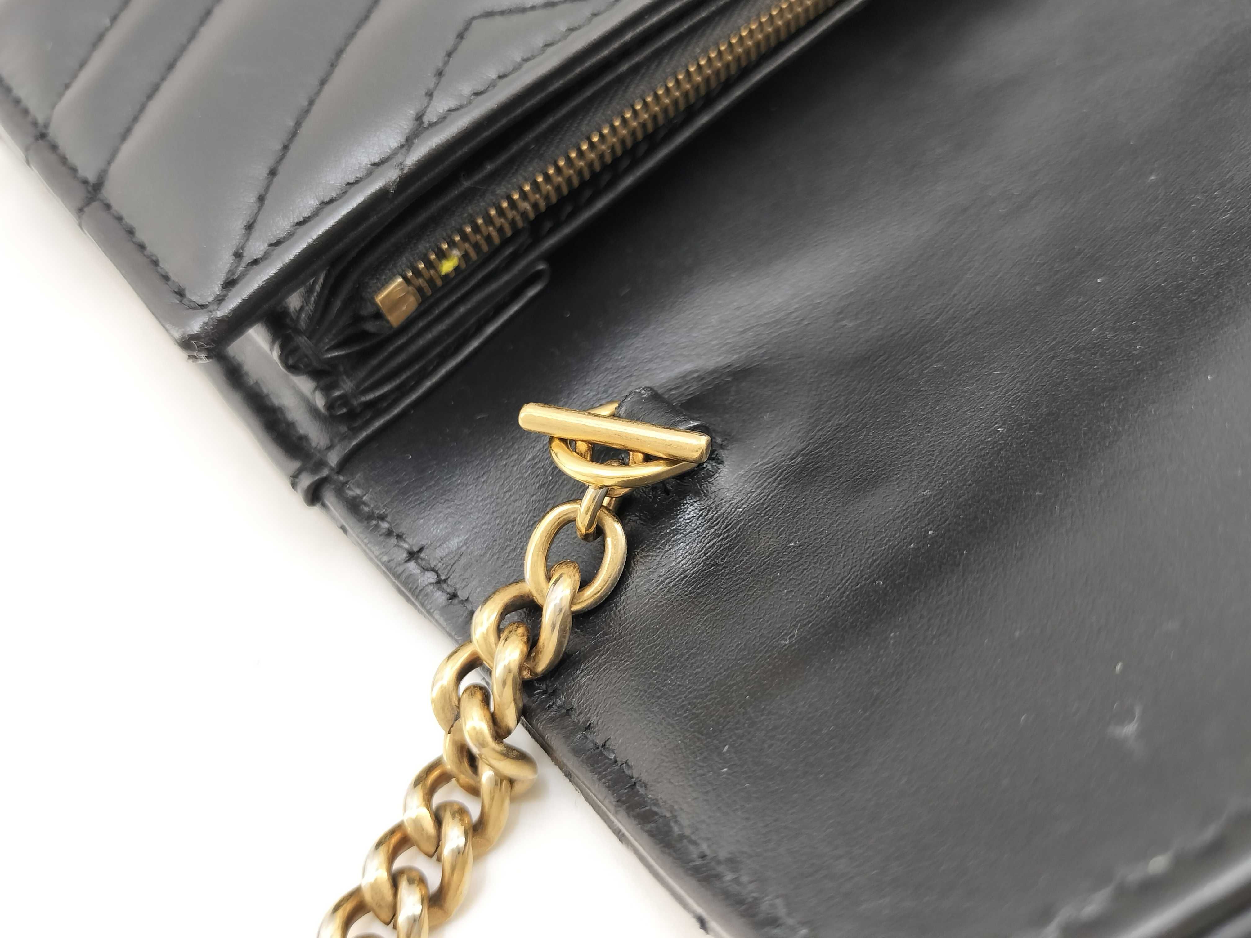 GG Marmont Leather Chain Shoulder Bag, Black, Serial Number Clutch Bag — view 9