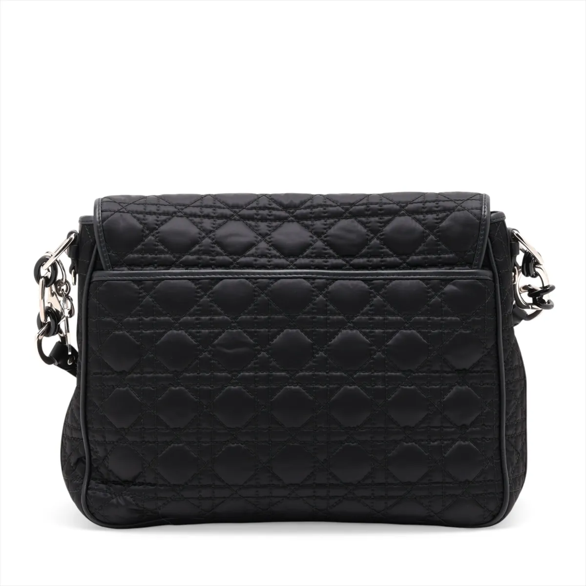 Cannage Nylon x Leather Chain Shoulder Bag, Black, Unsigned Guarantee Card — view 2