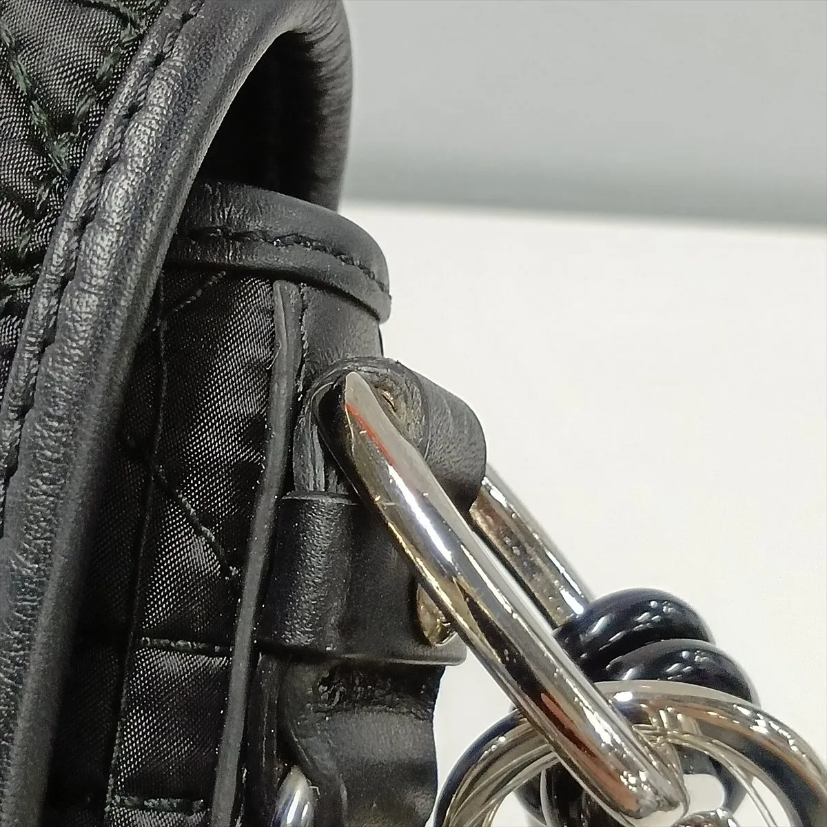 Cannage Nylon x Leather Chain Shoulder Bag, Black, Unsigned Guarantee Card — view 12