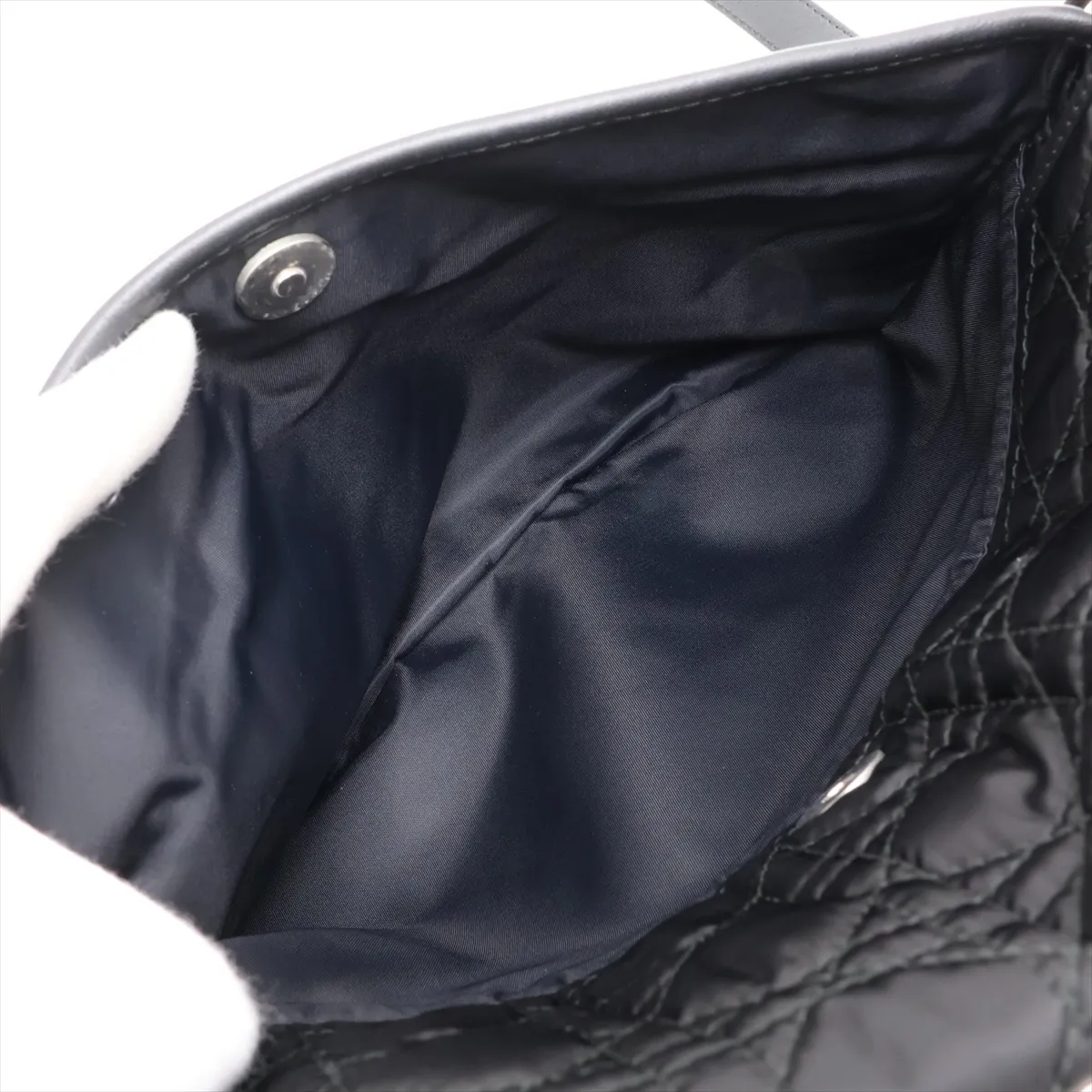 Cannage Nylon x Leather Chain Shoulder Bag, Black, Unsigned Guarantee Card — view 8