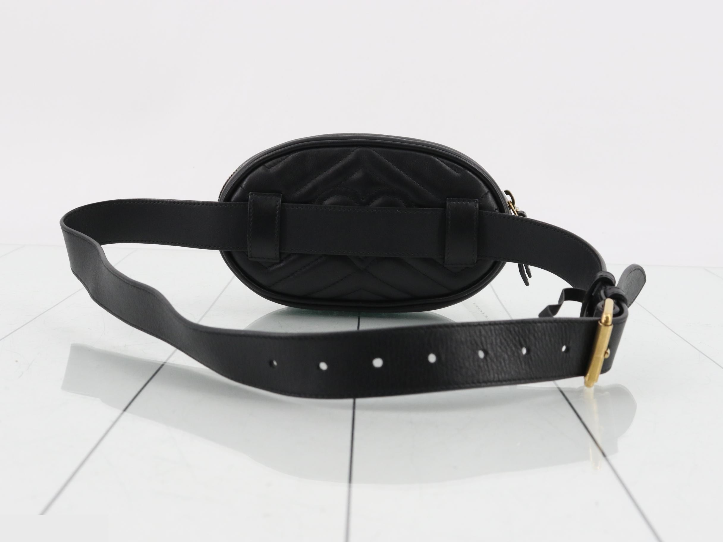 GG Marmont Quilted Leather Black Belt Waist Bag — view 2