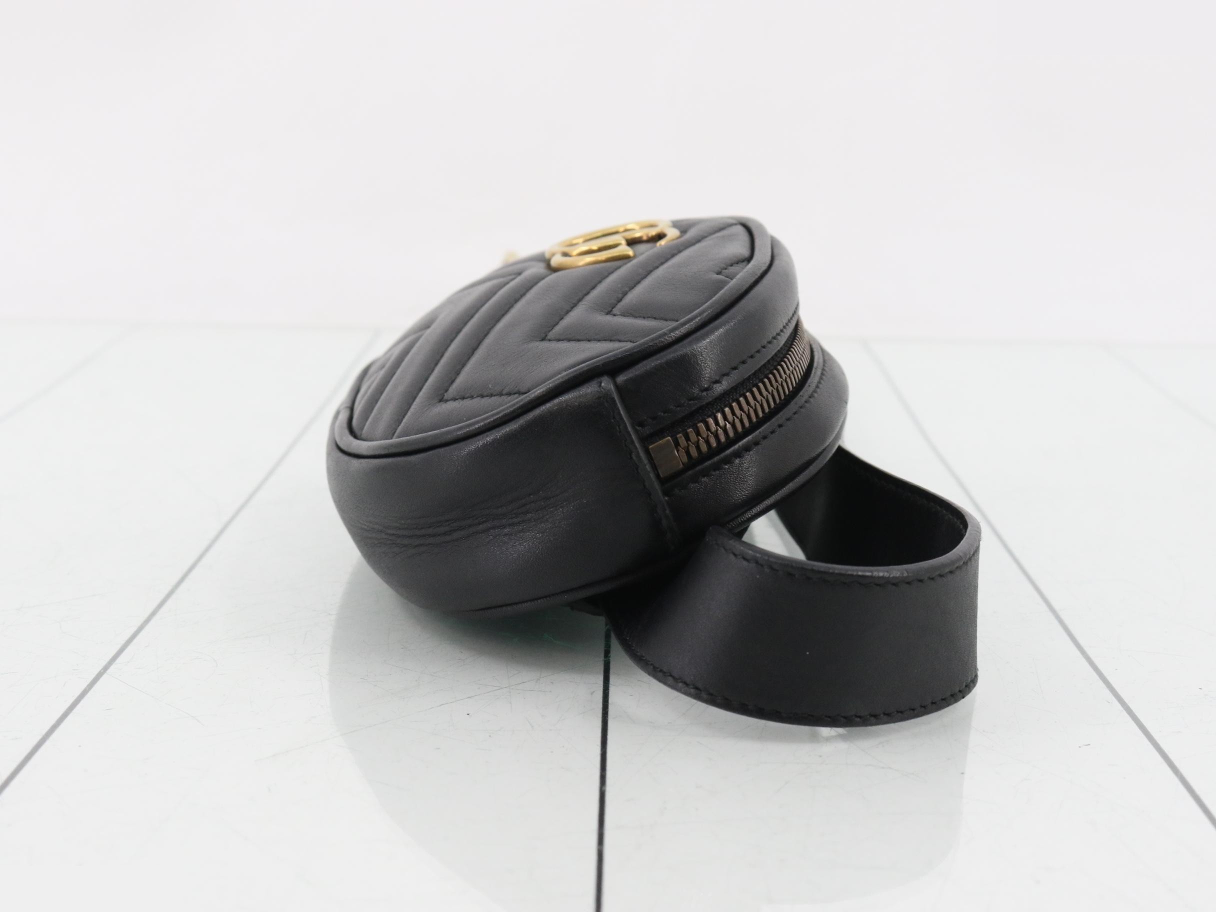 GG Marmont Quilted Leather Black Belt Waist Bag — view 3