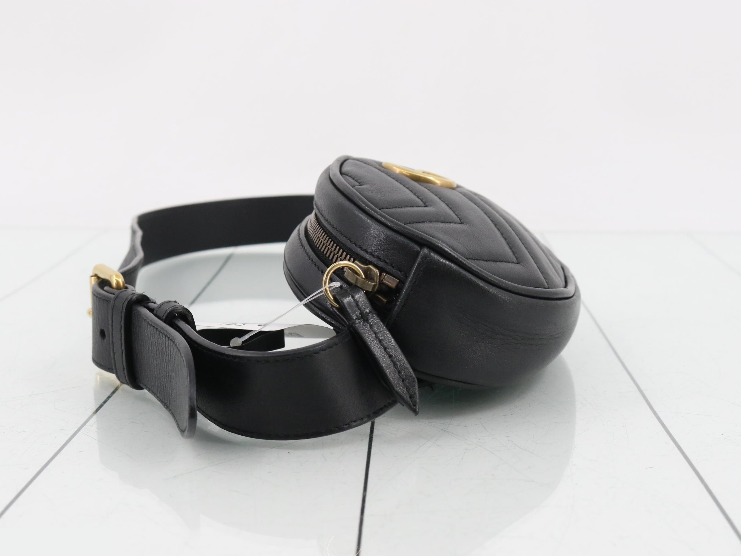 GG Marmont Quilted Leather Black Belt Waist Bag — view 4