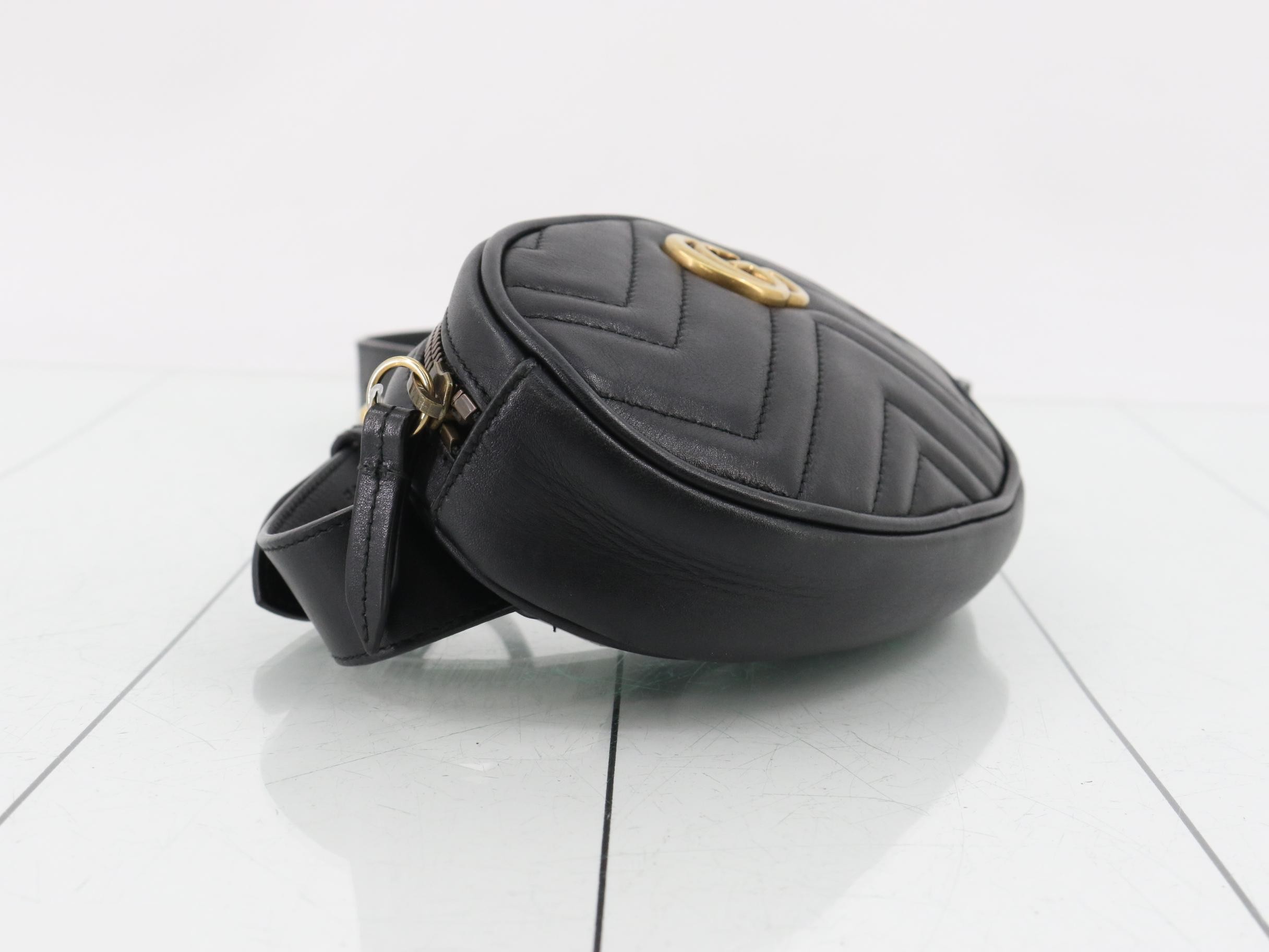 GG Marmont Quilted Leather Black Belt Waist Bag — view 5