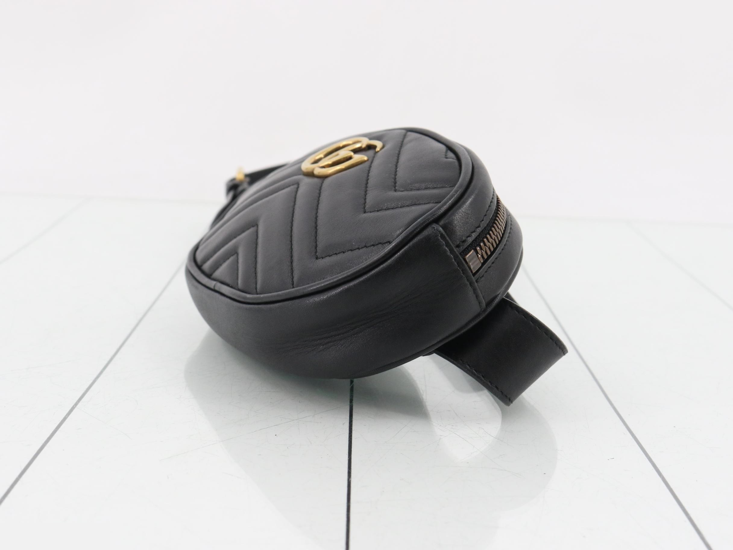 GG Marmont Quilted Leather Black Belt Waist Bag — view 6