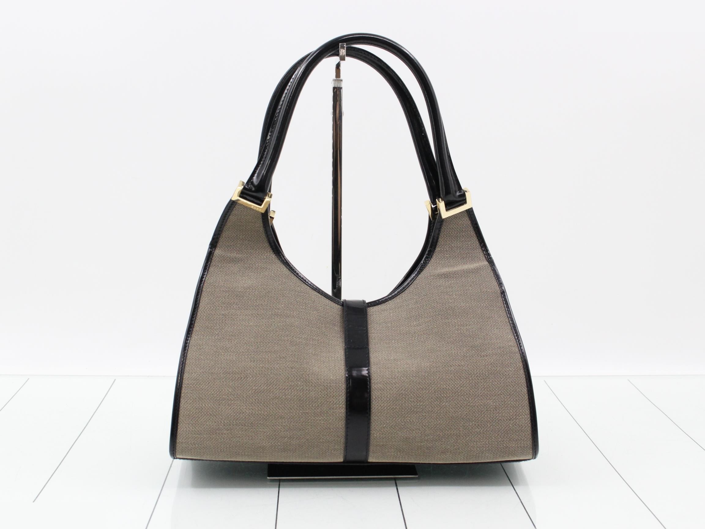 Jackie (Bag) Tote Bag, Canvas, Gray x Black — view 2