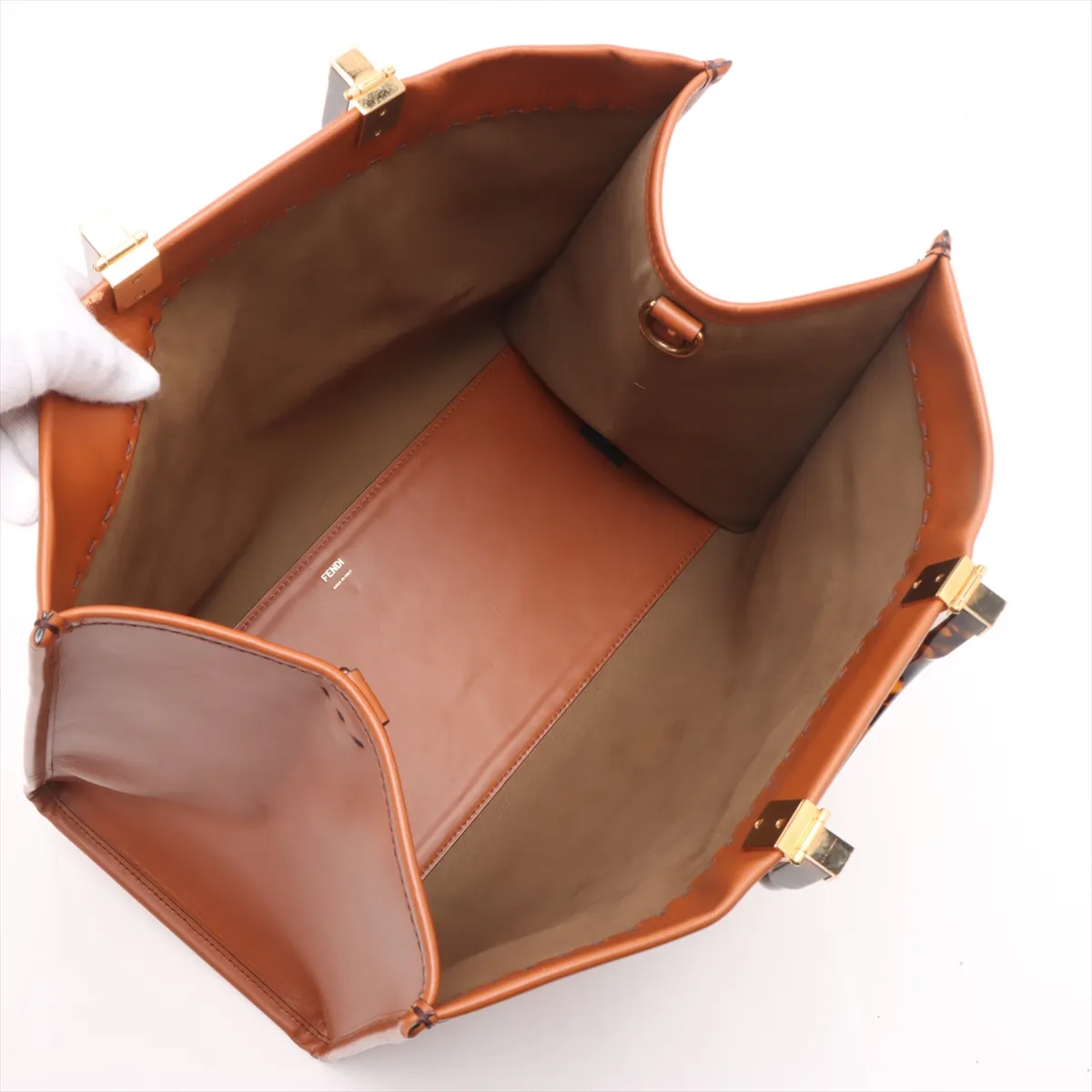 Sunshine Leather Tote Bag Brown 8BH372 — view 7