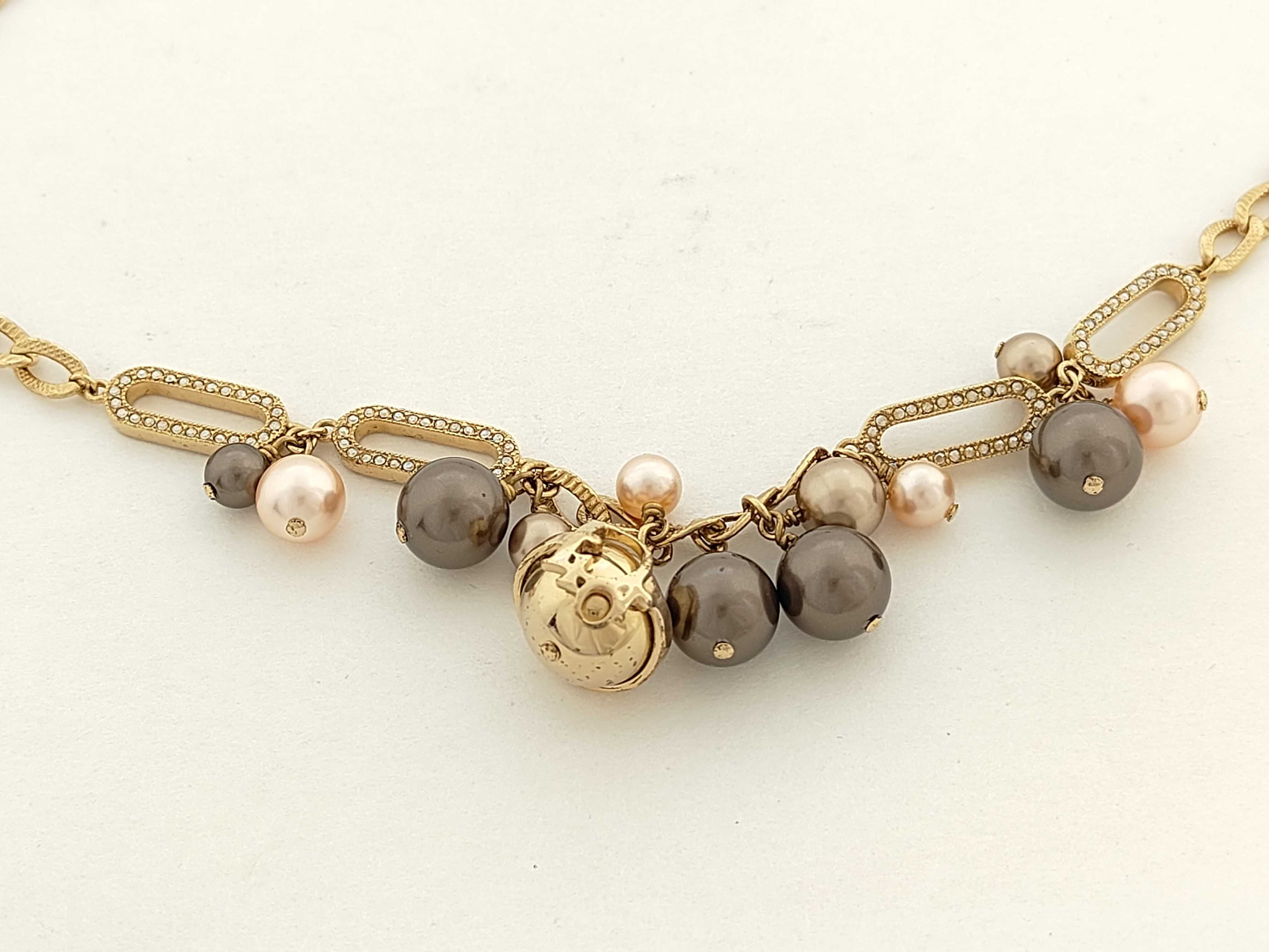 rhinestone pearl gold 36.8g necklace — view 2