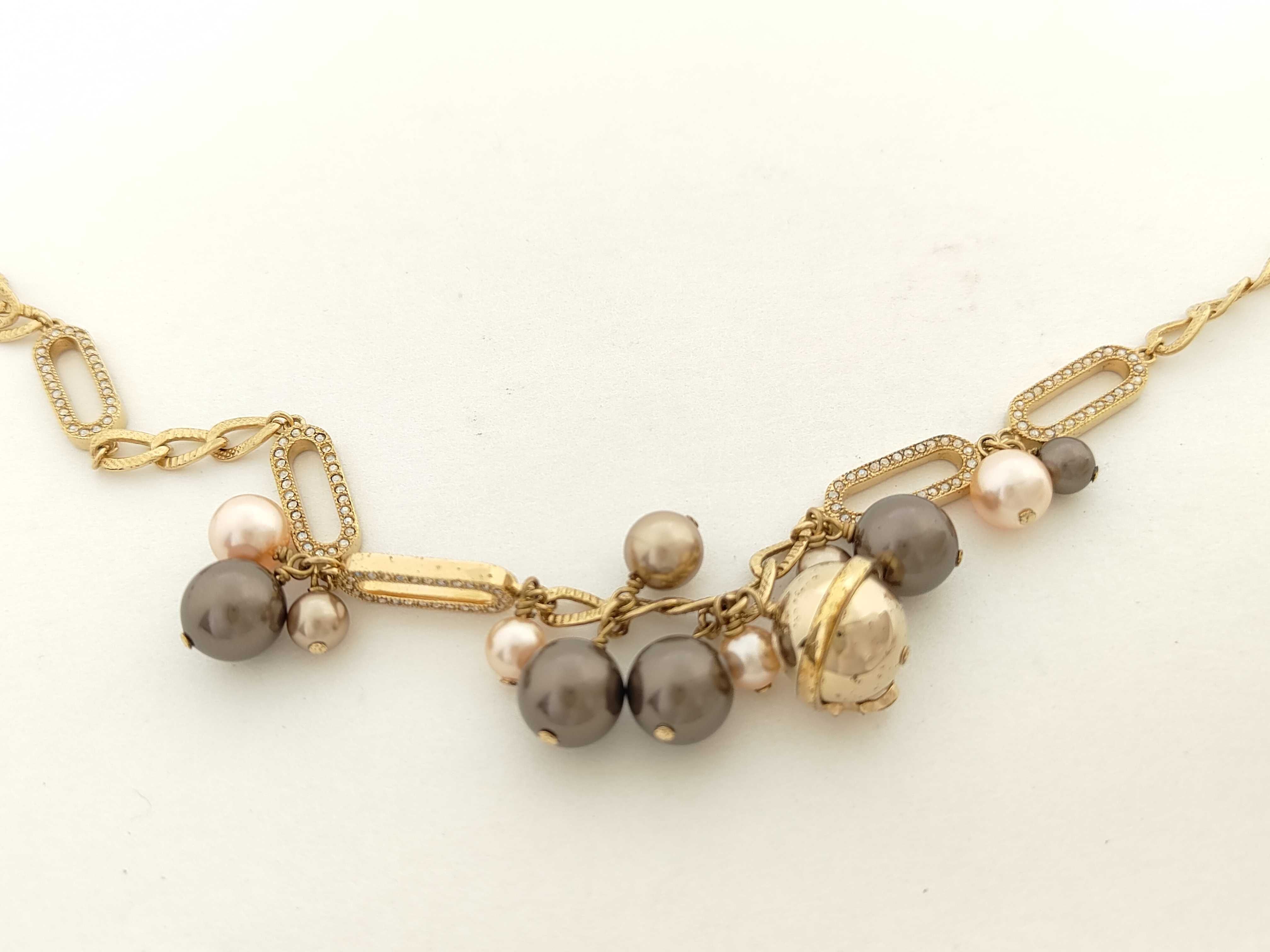 rhinestone pearl gold 36.8g necklace — view 3