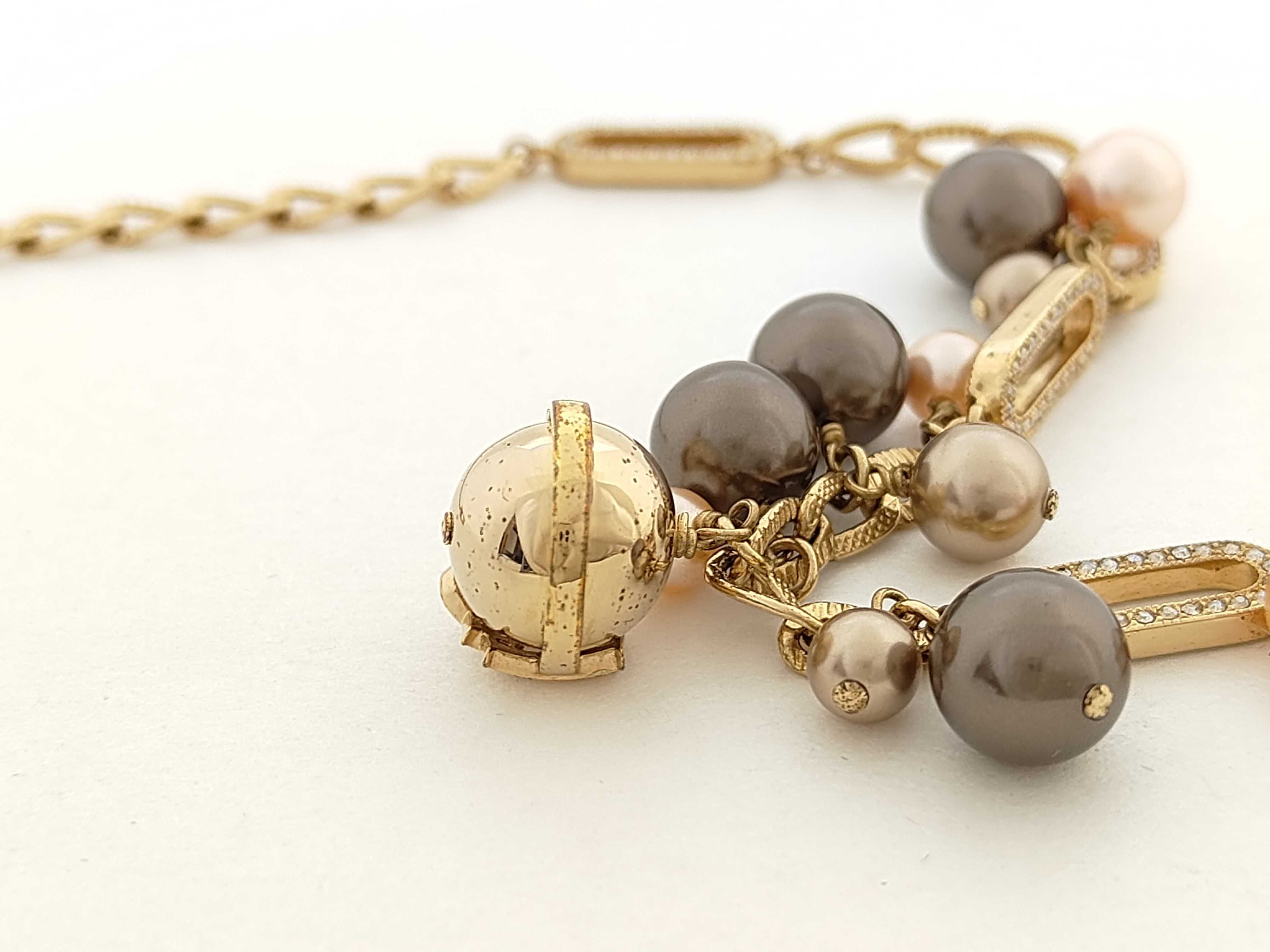 rhinestone pearl gold 36.8g necklace — view 4