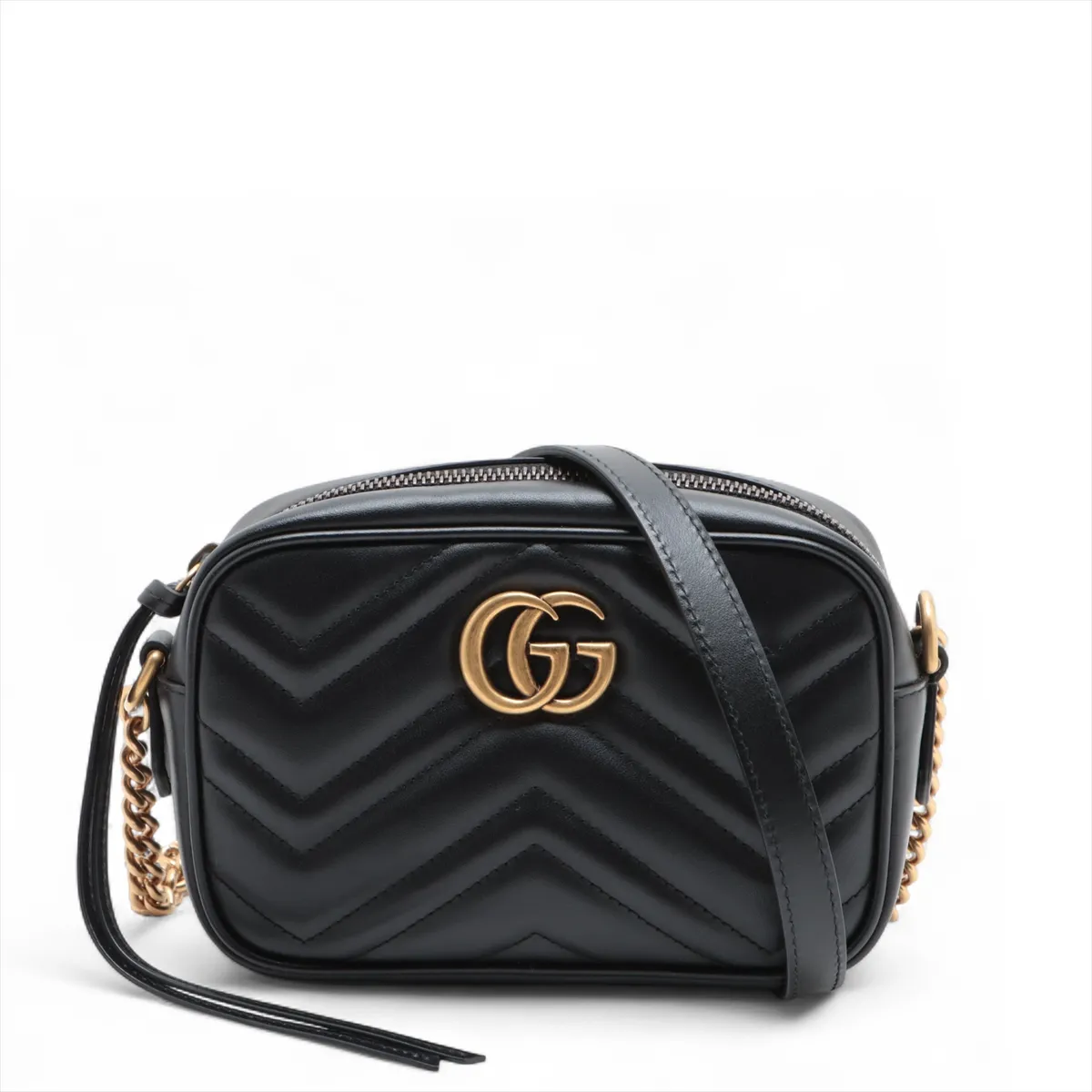GG Marmont Leather Chain Shoulder Bag, Black, 448065
