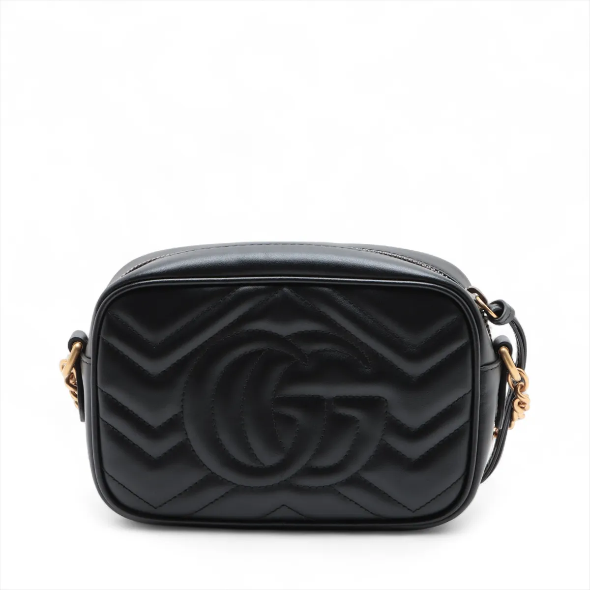 GG Marmont Leather Chain Shoulder Bag, Black, 448065 — view 2