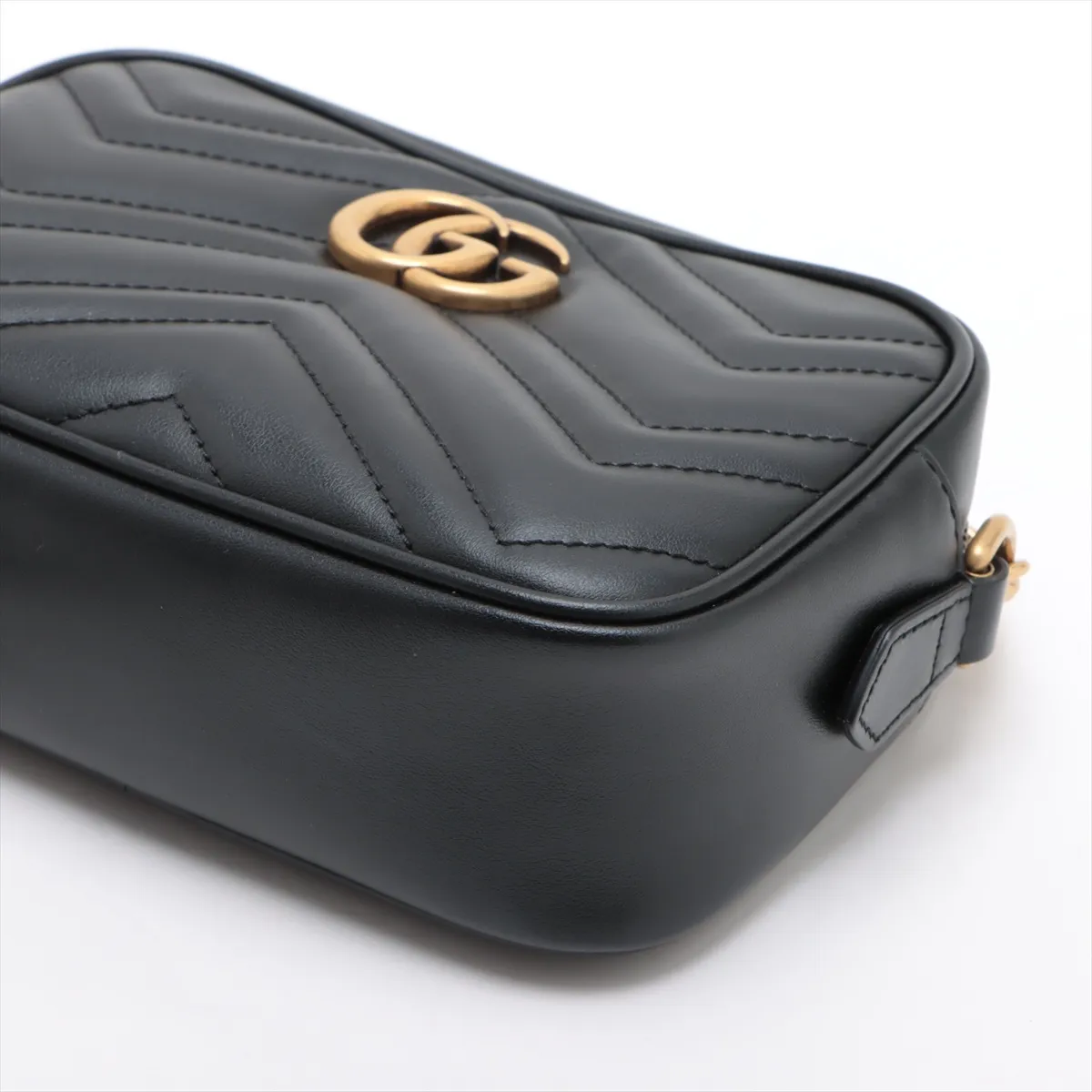 GG Marmont Leather Chain Shoulder Bag, Black, 448065 — view 3
