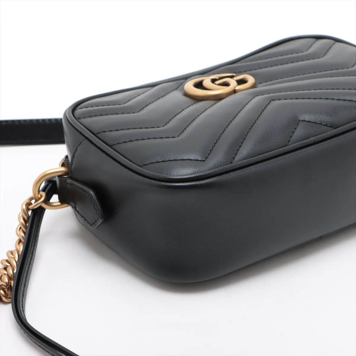 GG Marmont Leather Chain Shoulder Bag, Black, 448065 — view 4