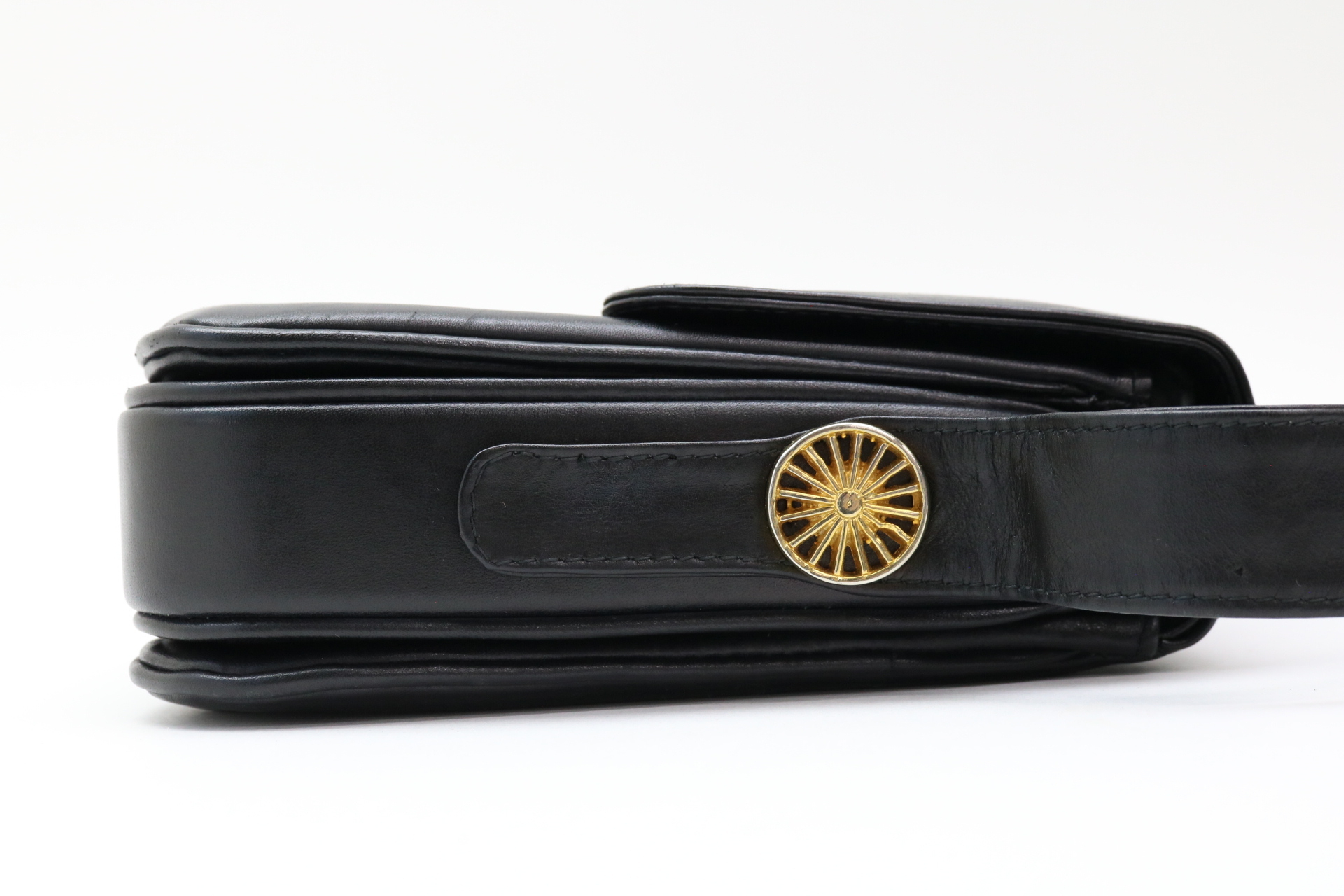 Leather Carriage Hardware Shoulder Bag — view 4