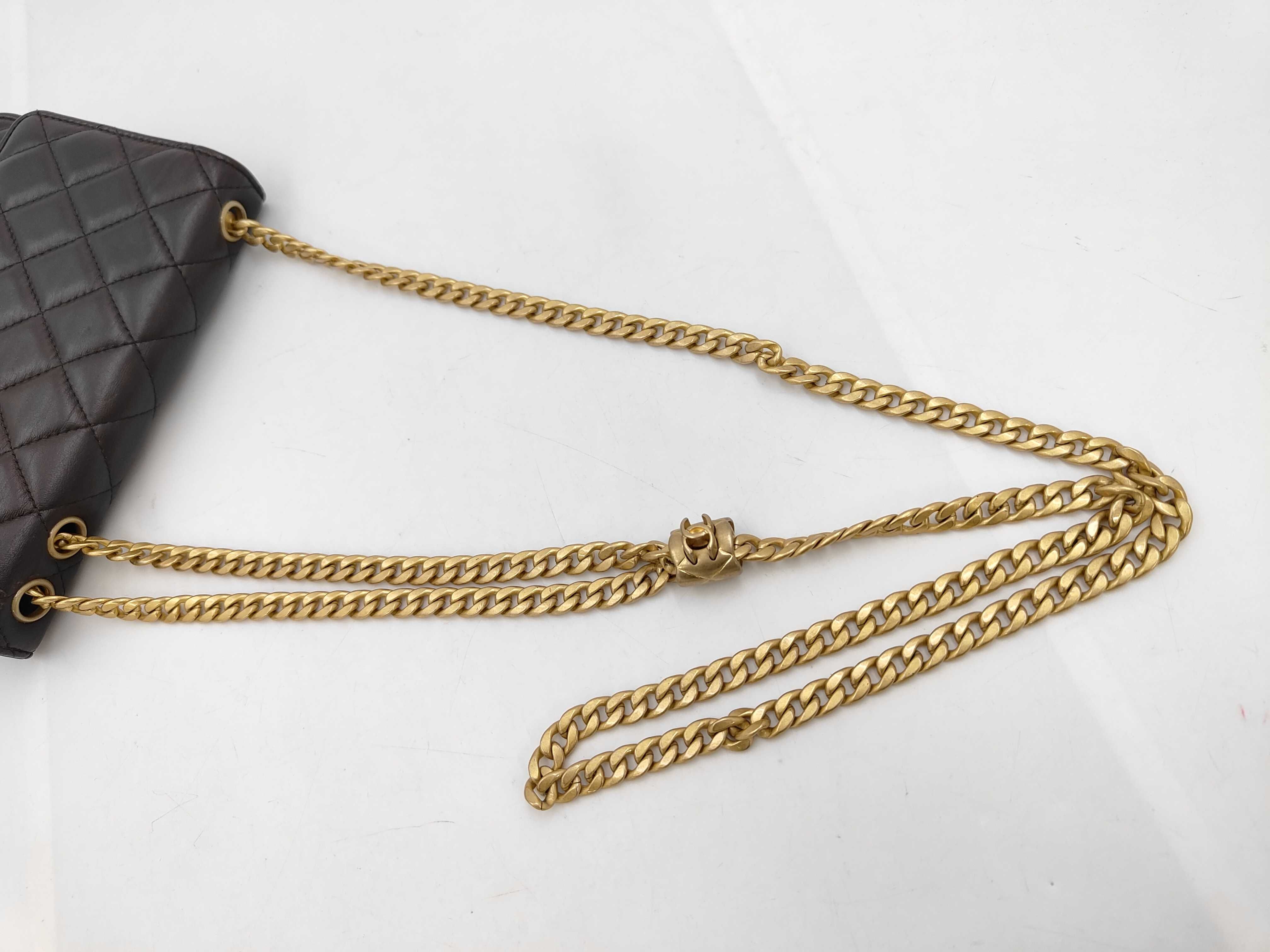 Matelassé Chain Wallet, Lambskin, Dark Brown, Gold Hardware, Shoulder Bag — view 3