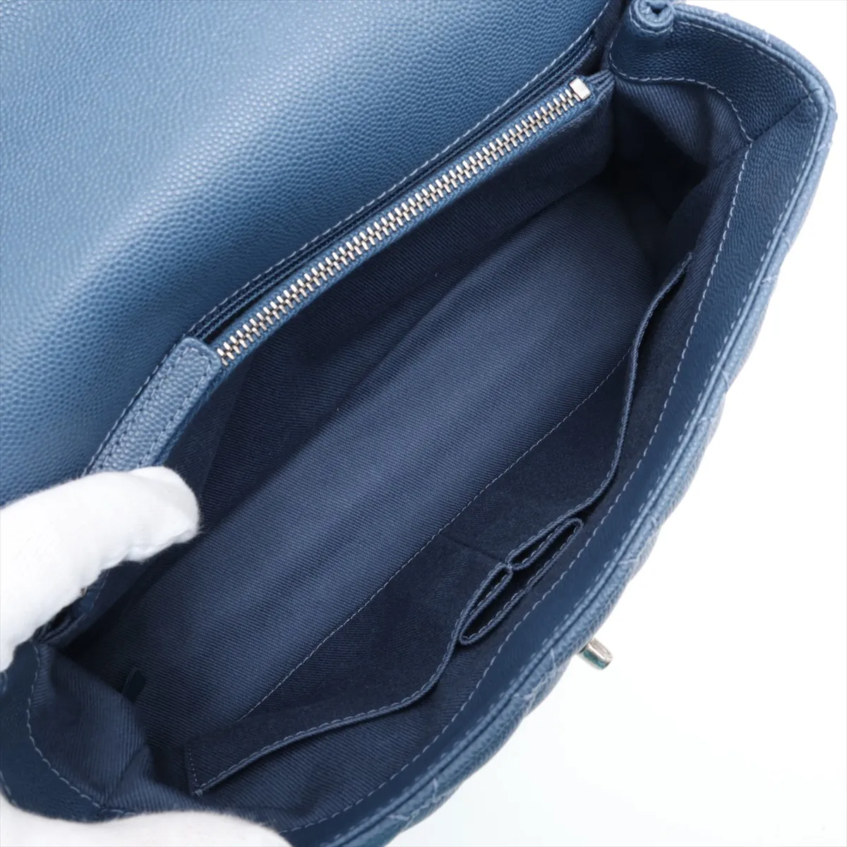 [Individually packaged] Chanel Coco Handle 29 S Caviar Skin 2-Way Handbag, Blue, Gunmetal Hardware, 23494058, Serial Number 23, A92991 — view 11