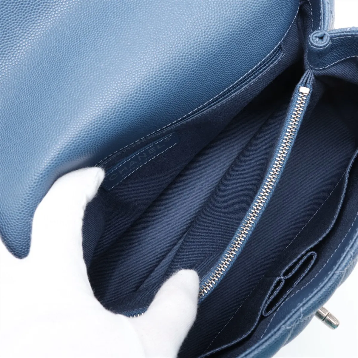 [Individually packaged] Chanel Coco Handle 29 S Caviar Skin 2-Way Handbag, Blue, Gunmetal Hardware, 23494058, Serial Number 23, A92991 — view 8