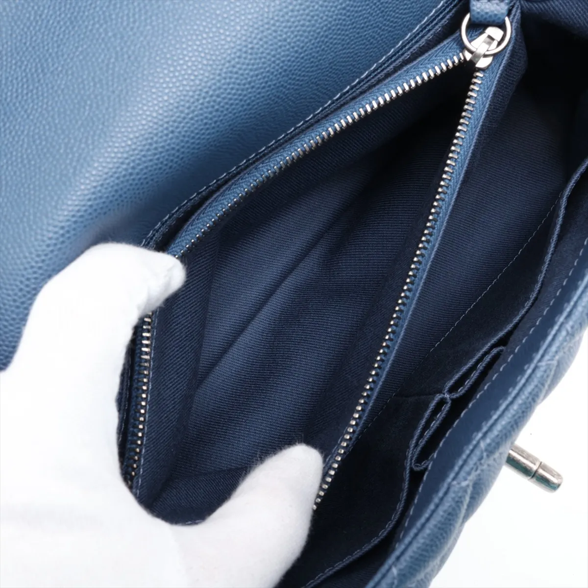 [Individually packaged] Chanel Coco Handle 29 S Caviar Skin 2-Way Handbag, Blue, Gunmetal Hardware, 23494058, Serial Number 23, A92991 — view 10