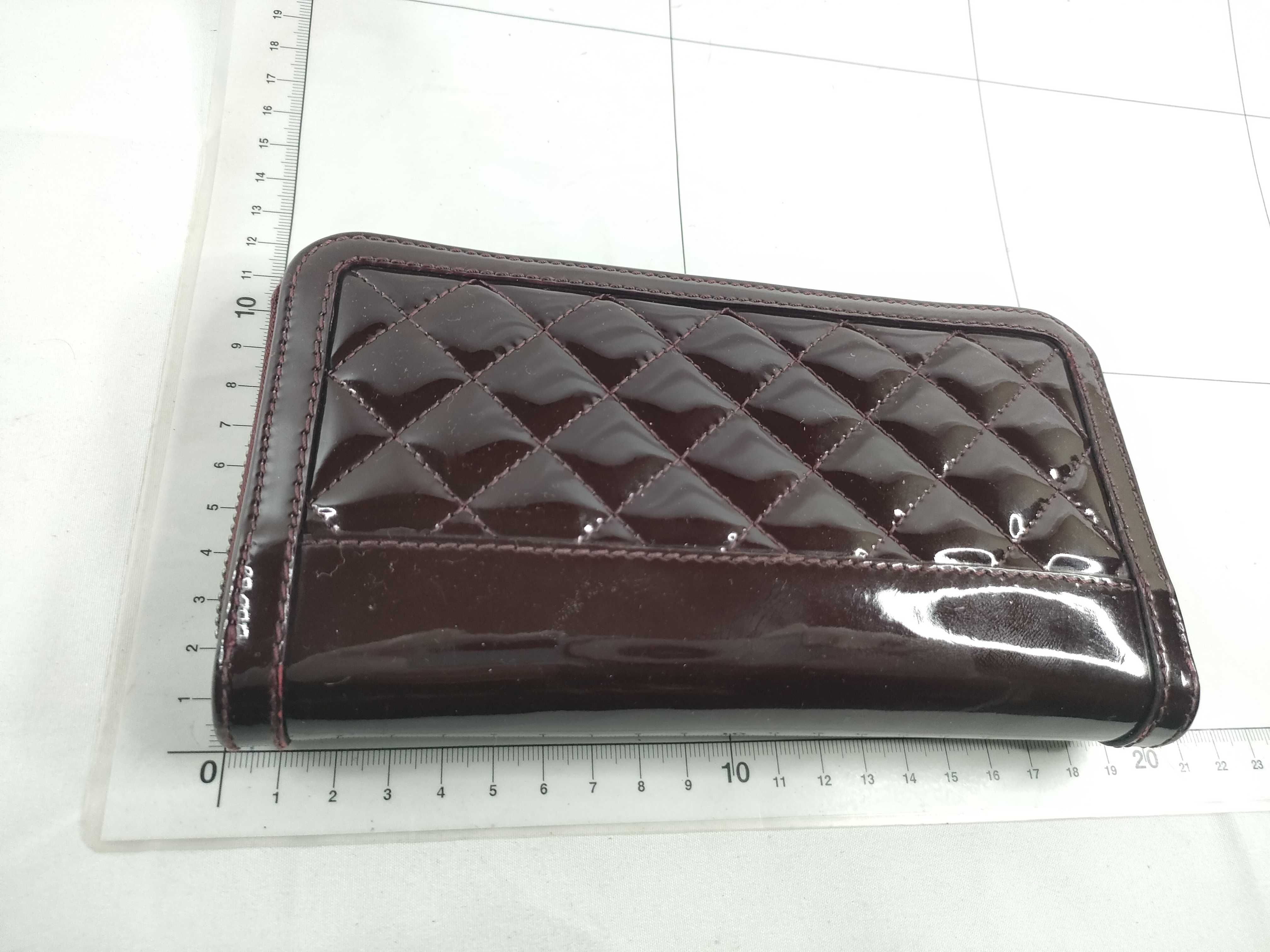 patent leather round zipper long wallet — view 2