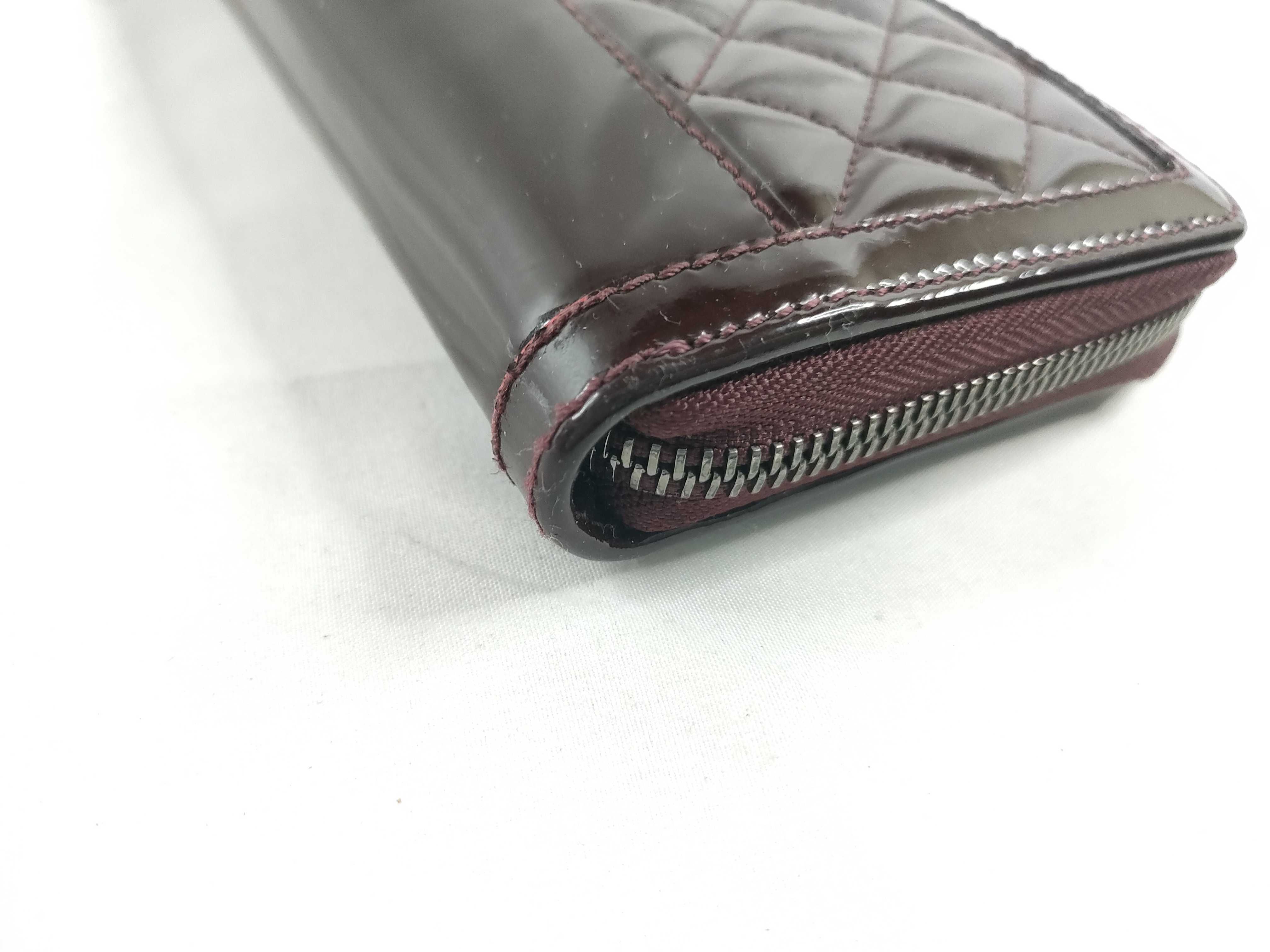 patent leather round zipper long wallet — view 3