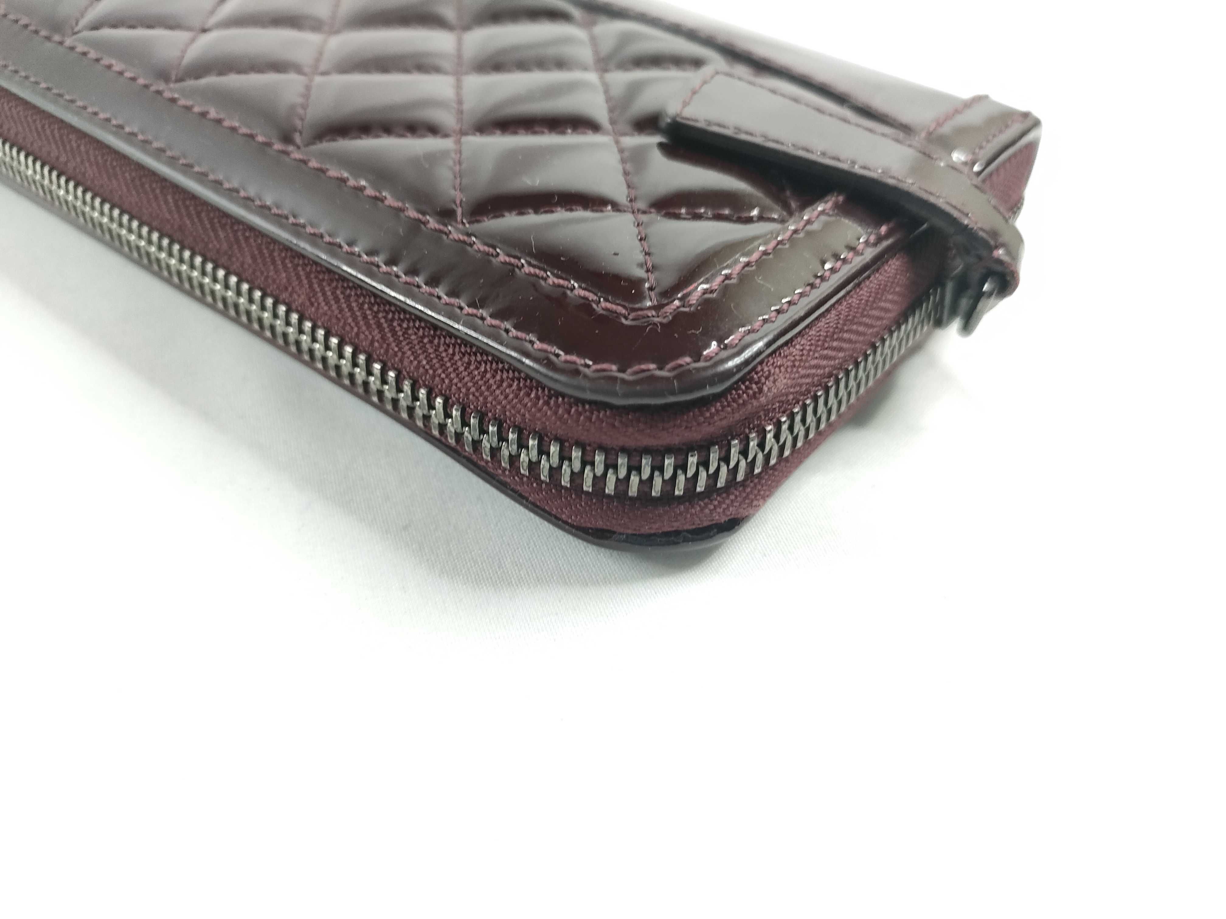patent leather round zipper long wallet — view 4