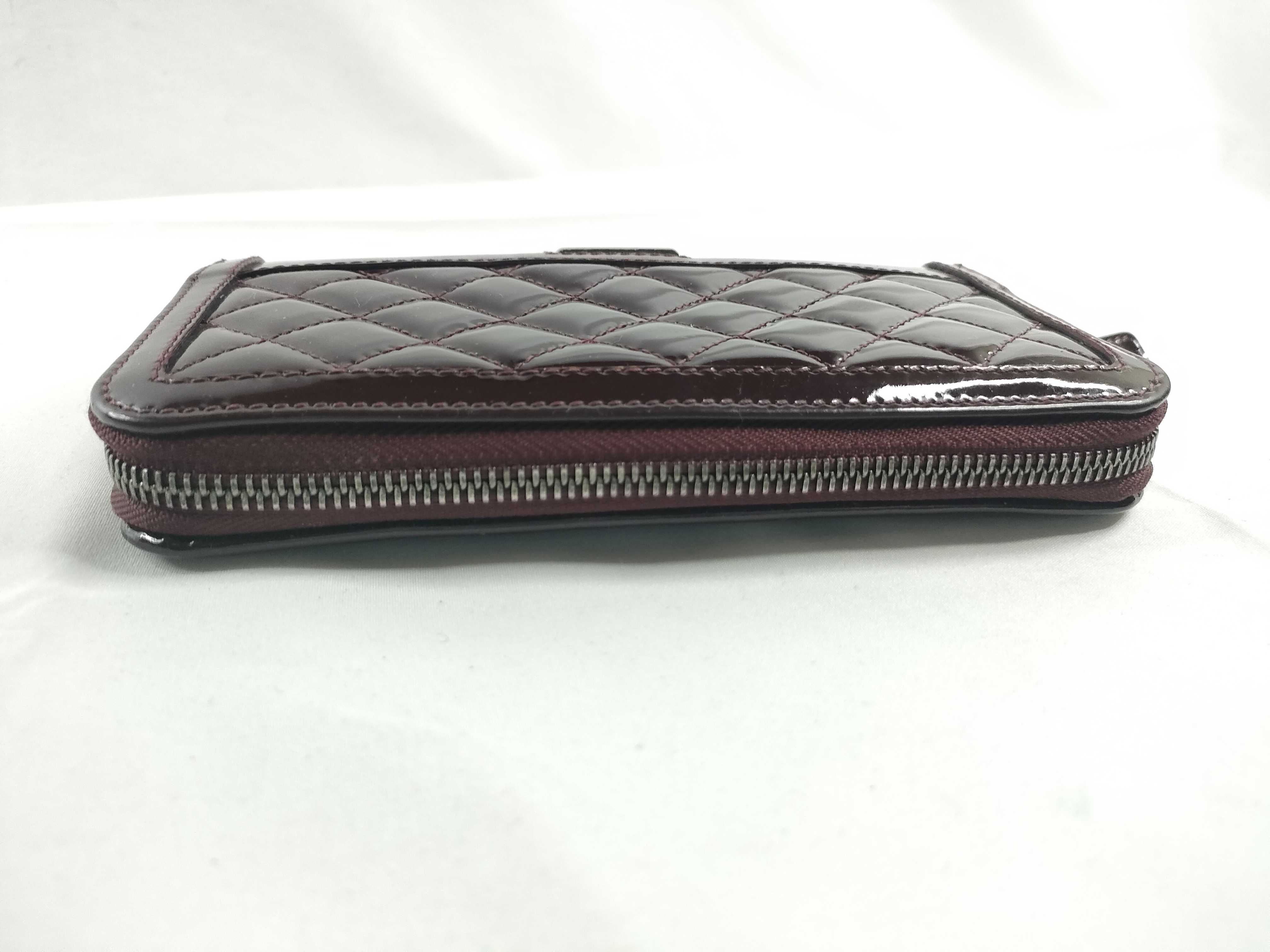 patent leather round zipper long wallet — view 6