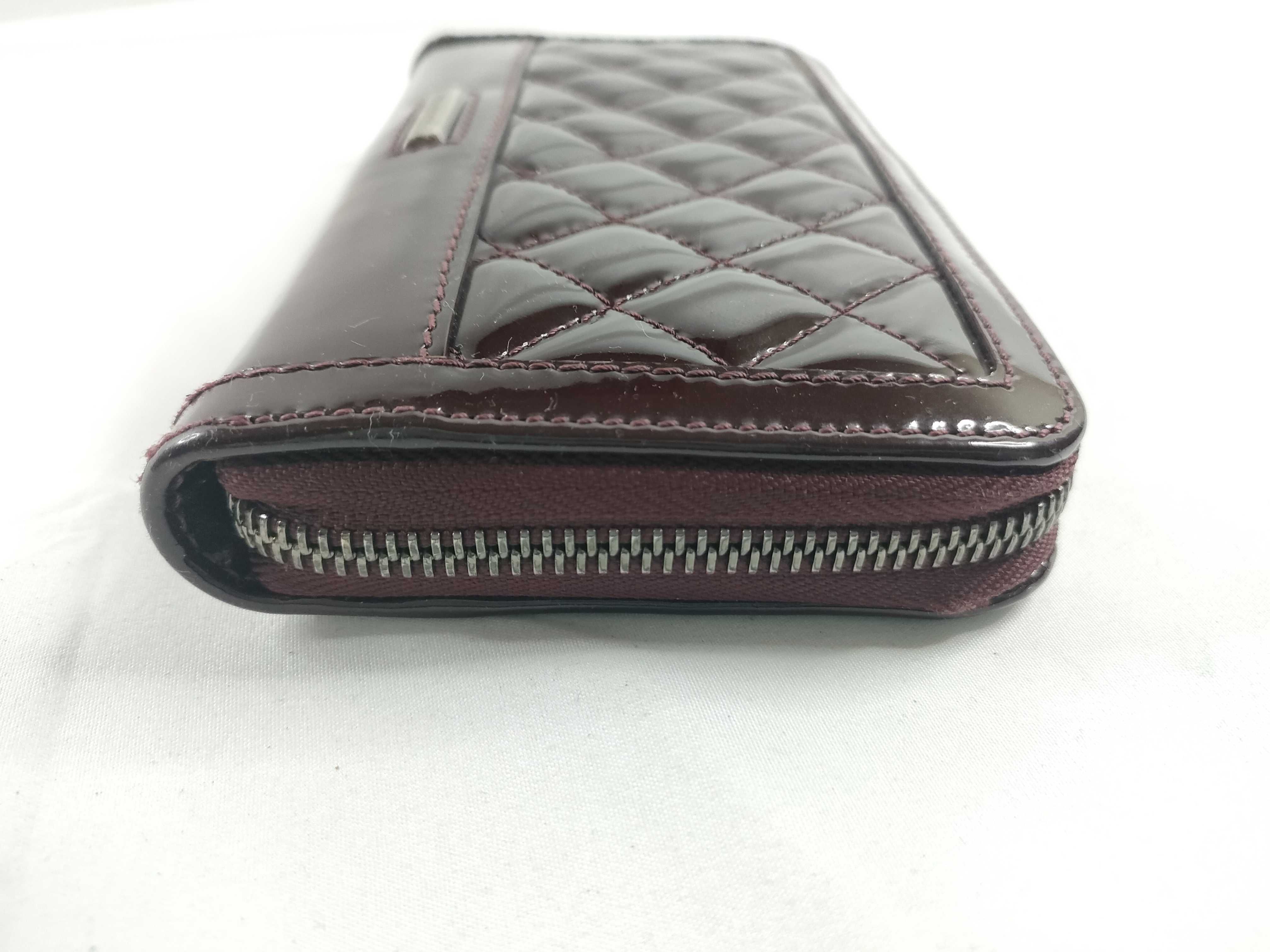 patent leather round zipper long wallet — view 7