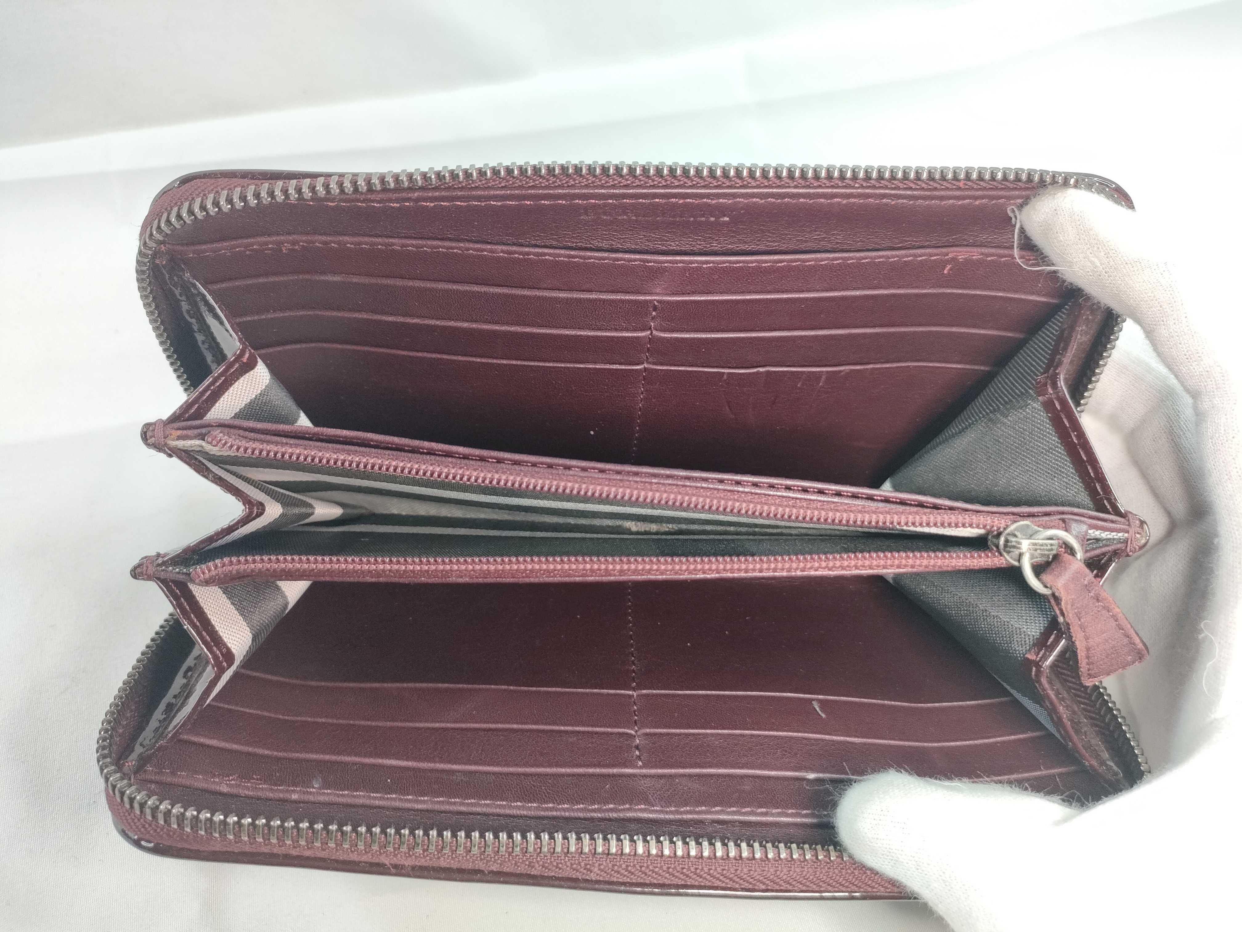 patent leather round zipper long wallet — view 8