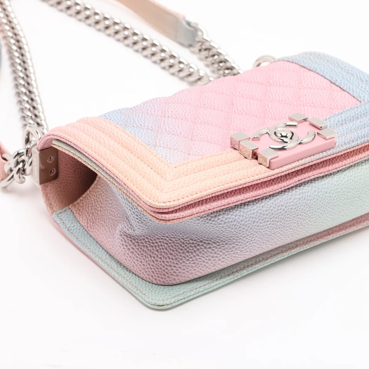 Boy Chanel 20 Small Caviar Skin Chain Shoulder Bag, Multicolor, Silver Hardware, 25372822, Serial Number 25-series, A67085 — view 4