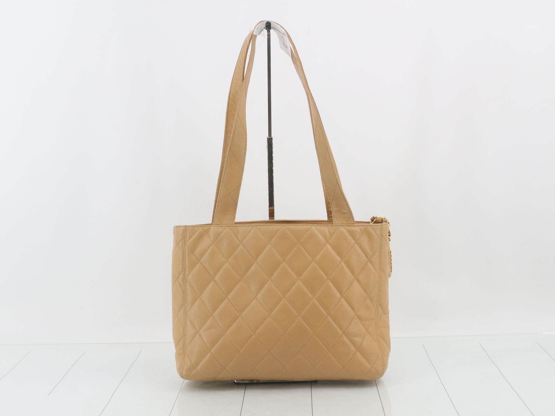 Caviar leather tote bag, beige. — view 2