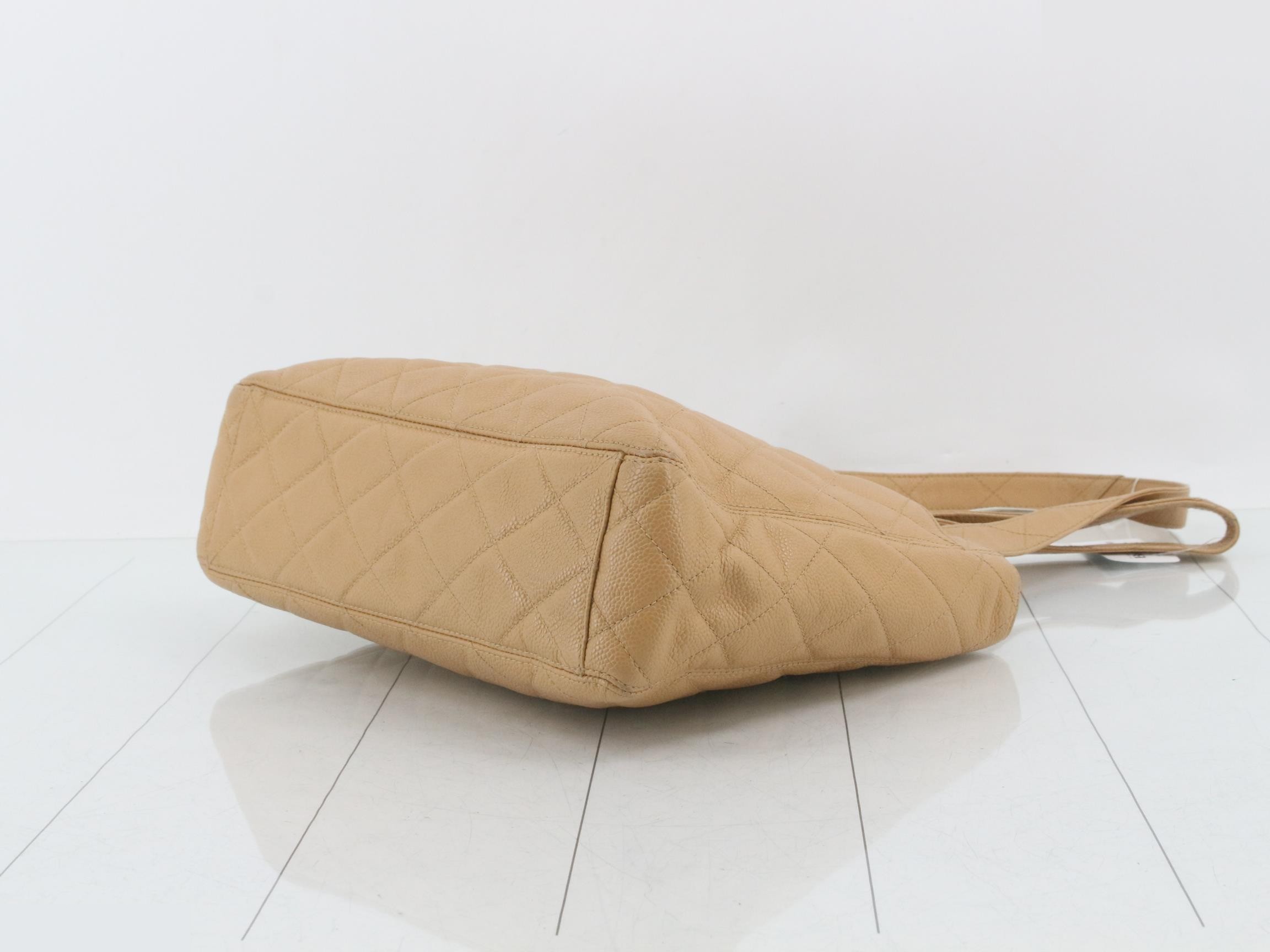 Caviar leather tote bag, beige. — view 6