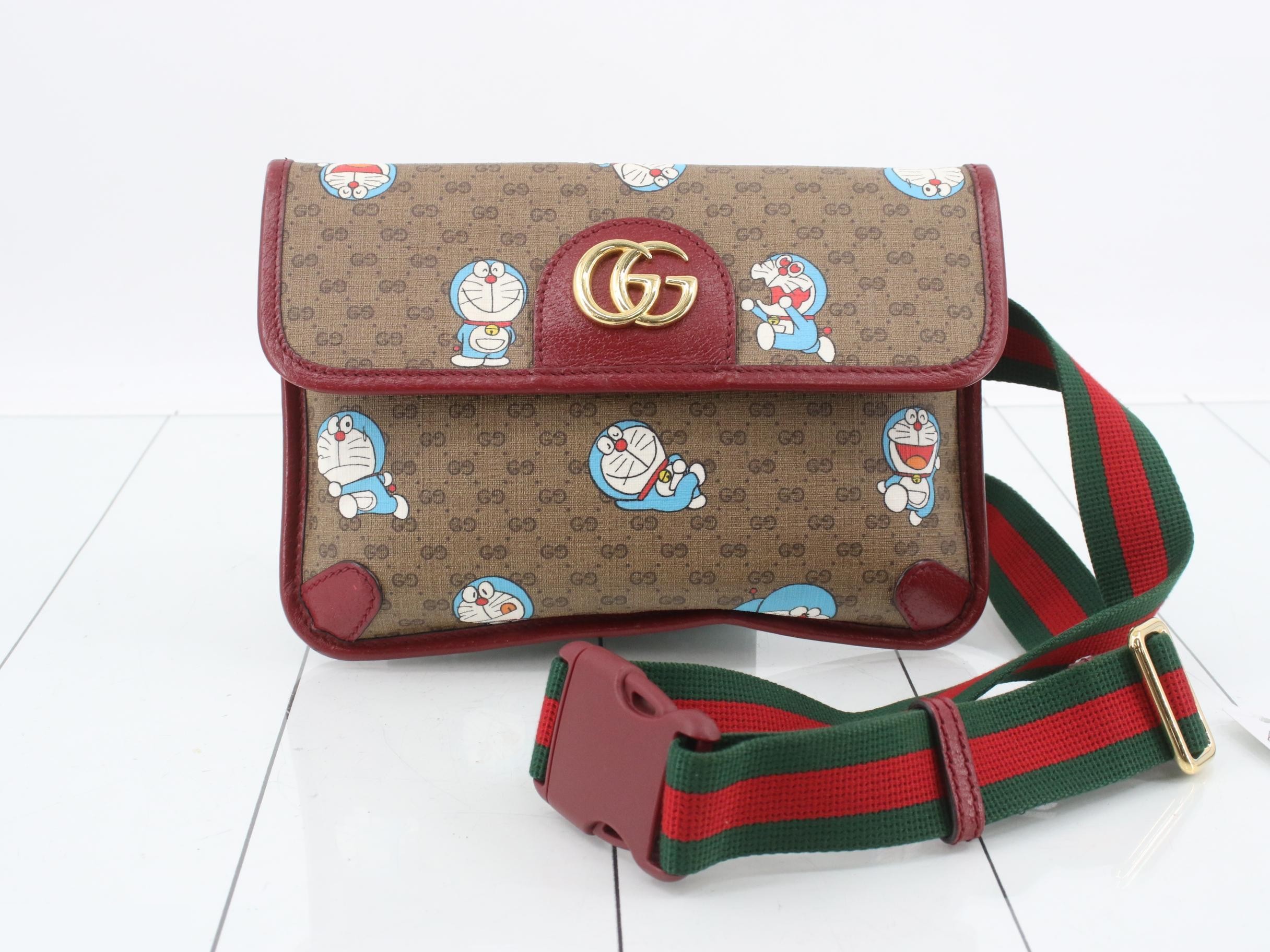 Doraemon Mini GG Supreme Body Bag - Beige/Cherry Red