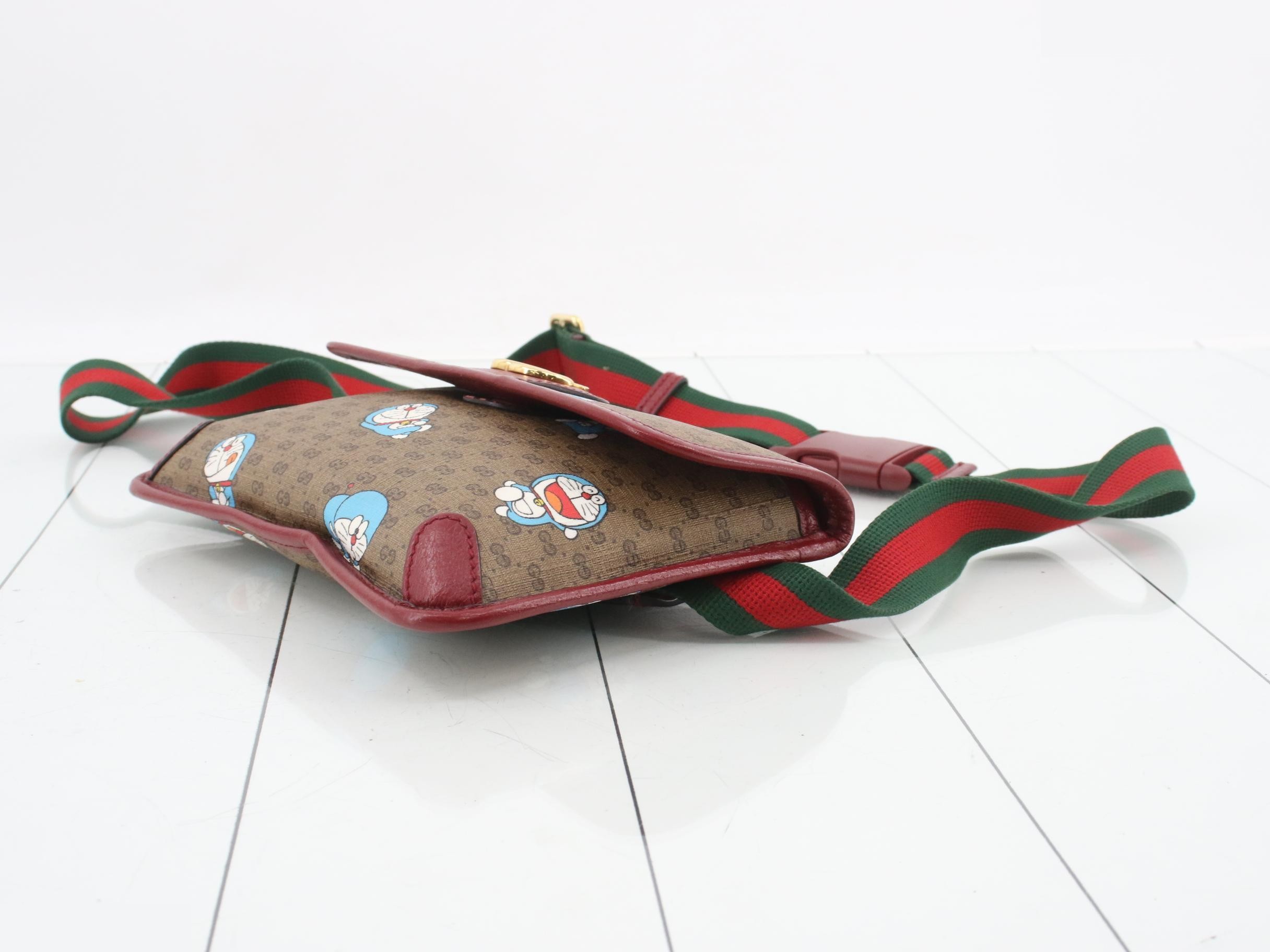 Doraemon Mini GG Supreme Body Bag - Beige/Cherry Red — view 6