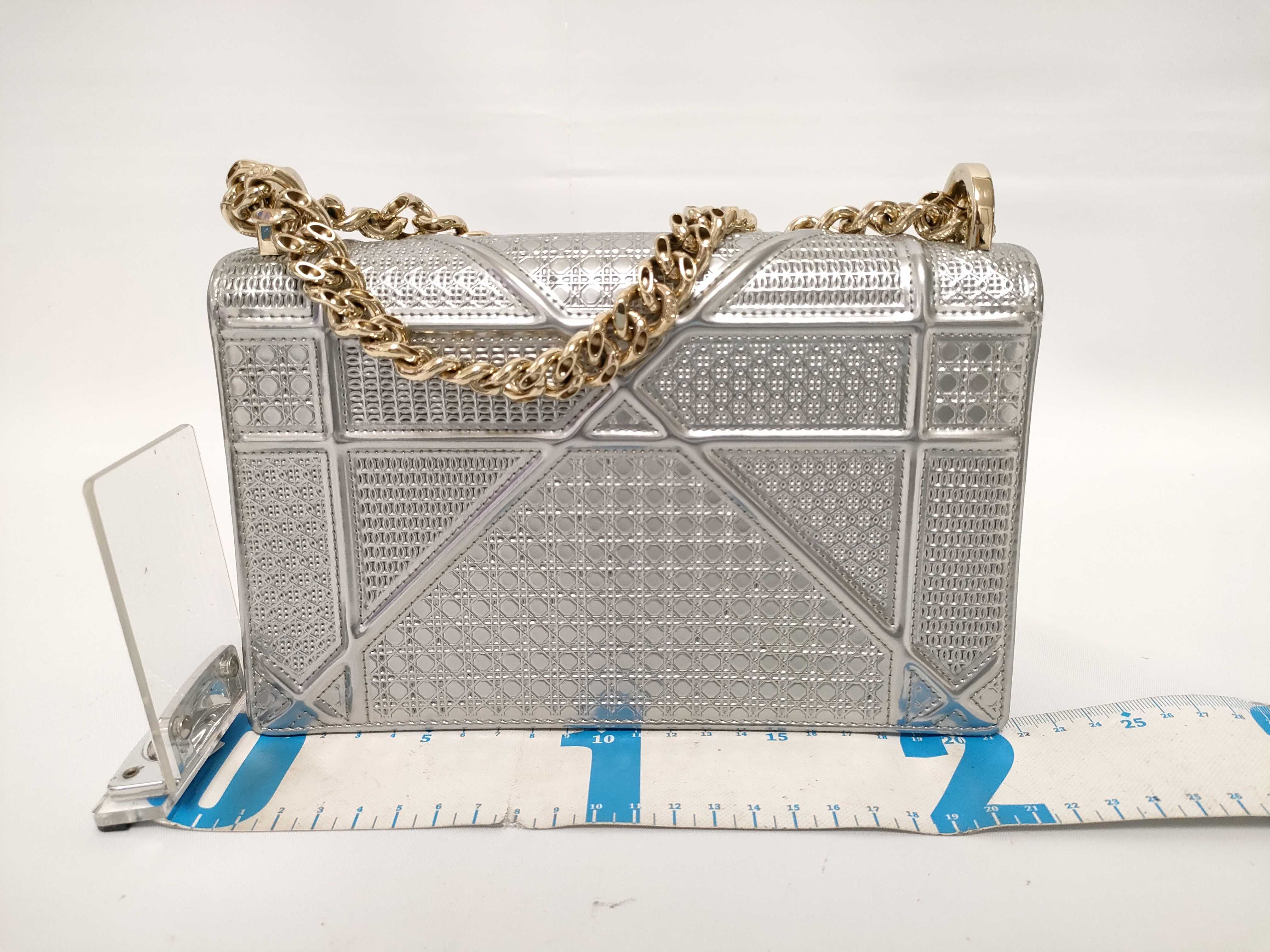 Diorama Patent Leather Chain Wallet Silver Shoulder Bag — view 2