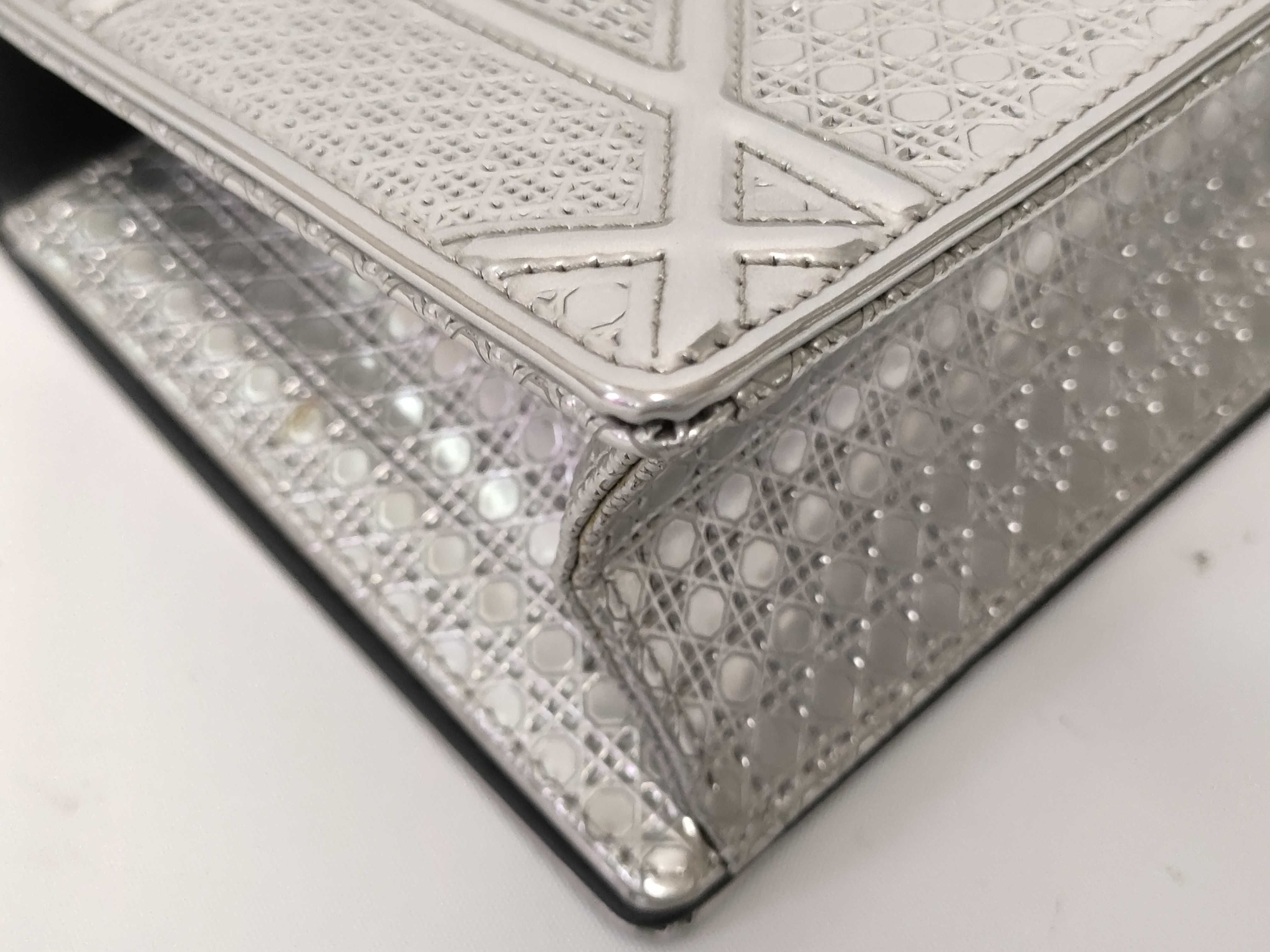 Diorama Patent Leather Chain Wallet Silver Shoulder Bag — view 4
